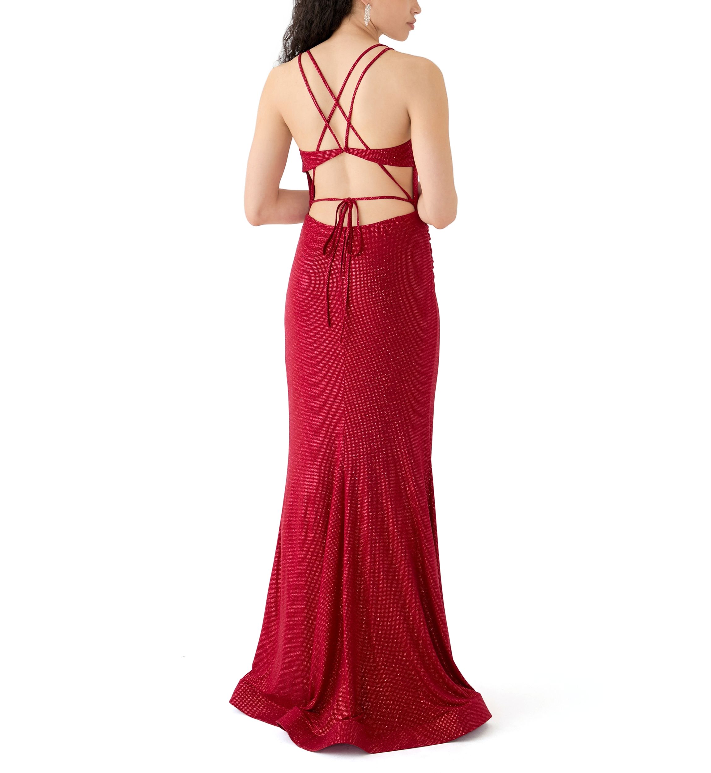Womens Sleeveless Knit V-Neck Gown