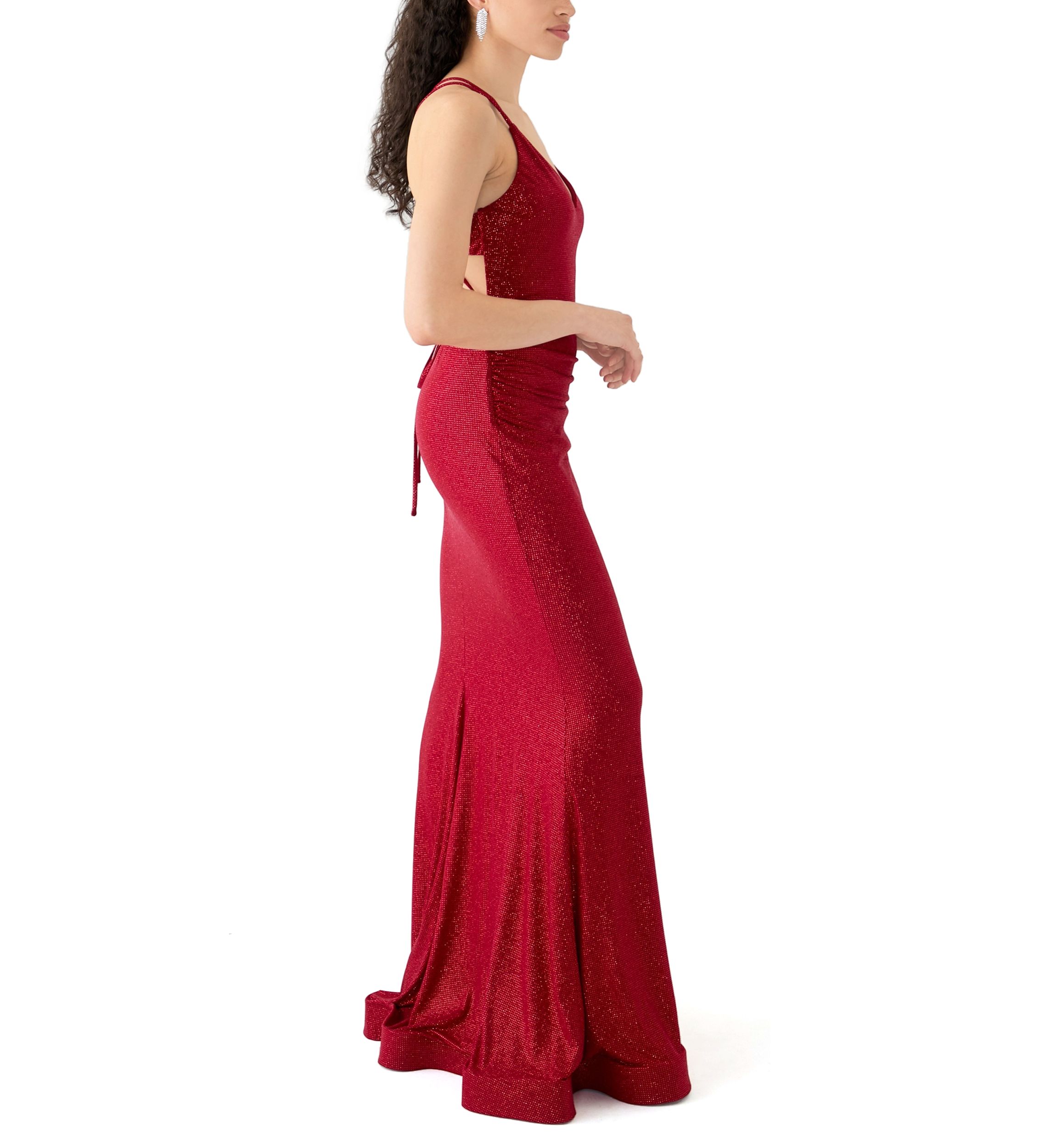 Womens Sleeveless Knit V-Neck Gown