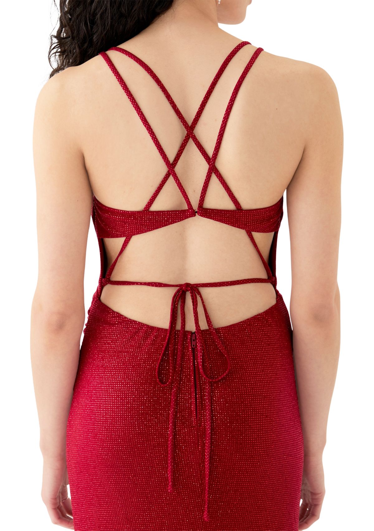 Womens Sleeveless Knit V-Neck Gown