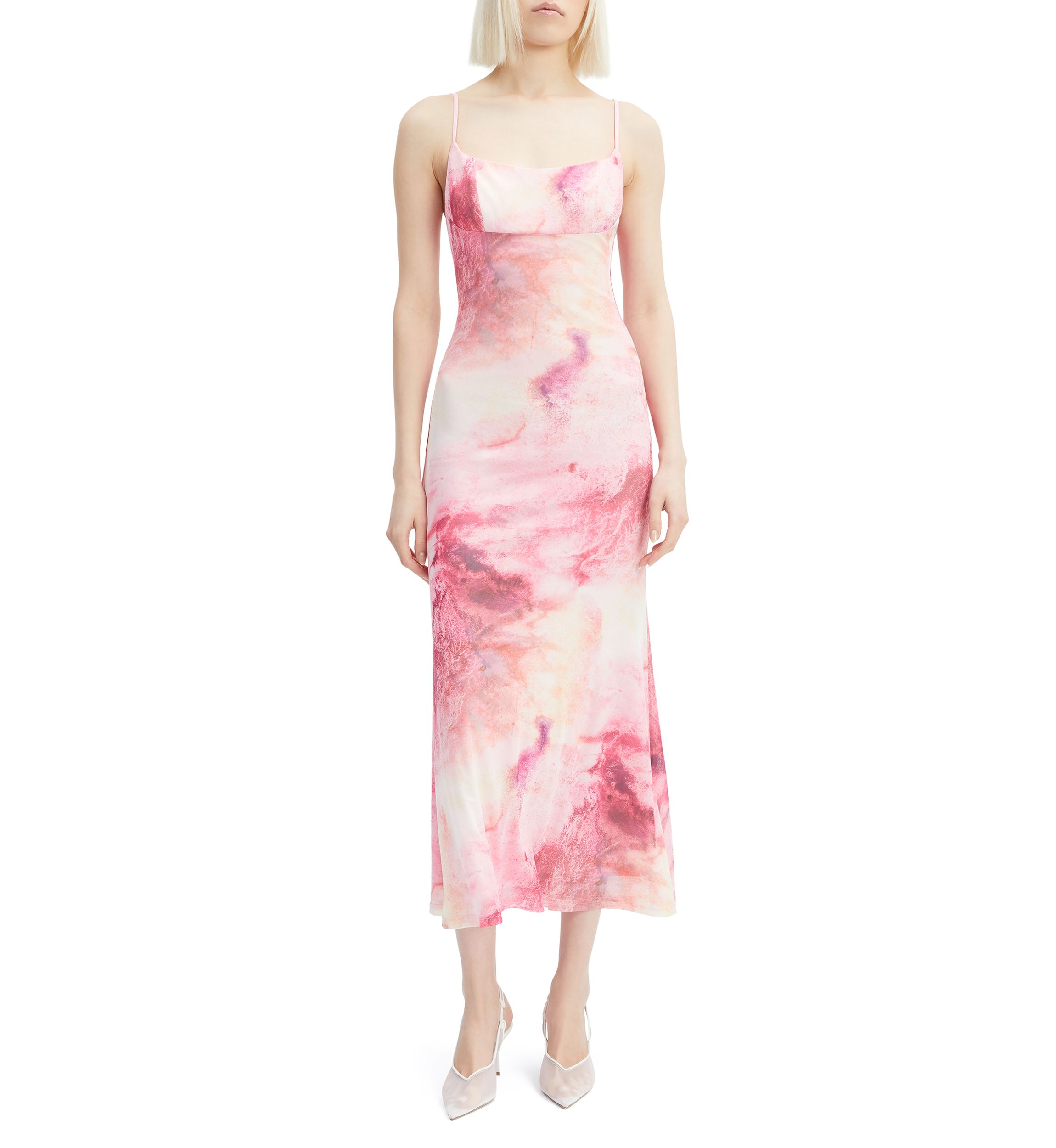 Womens Adoni Printed Mesh Midi Dress