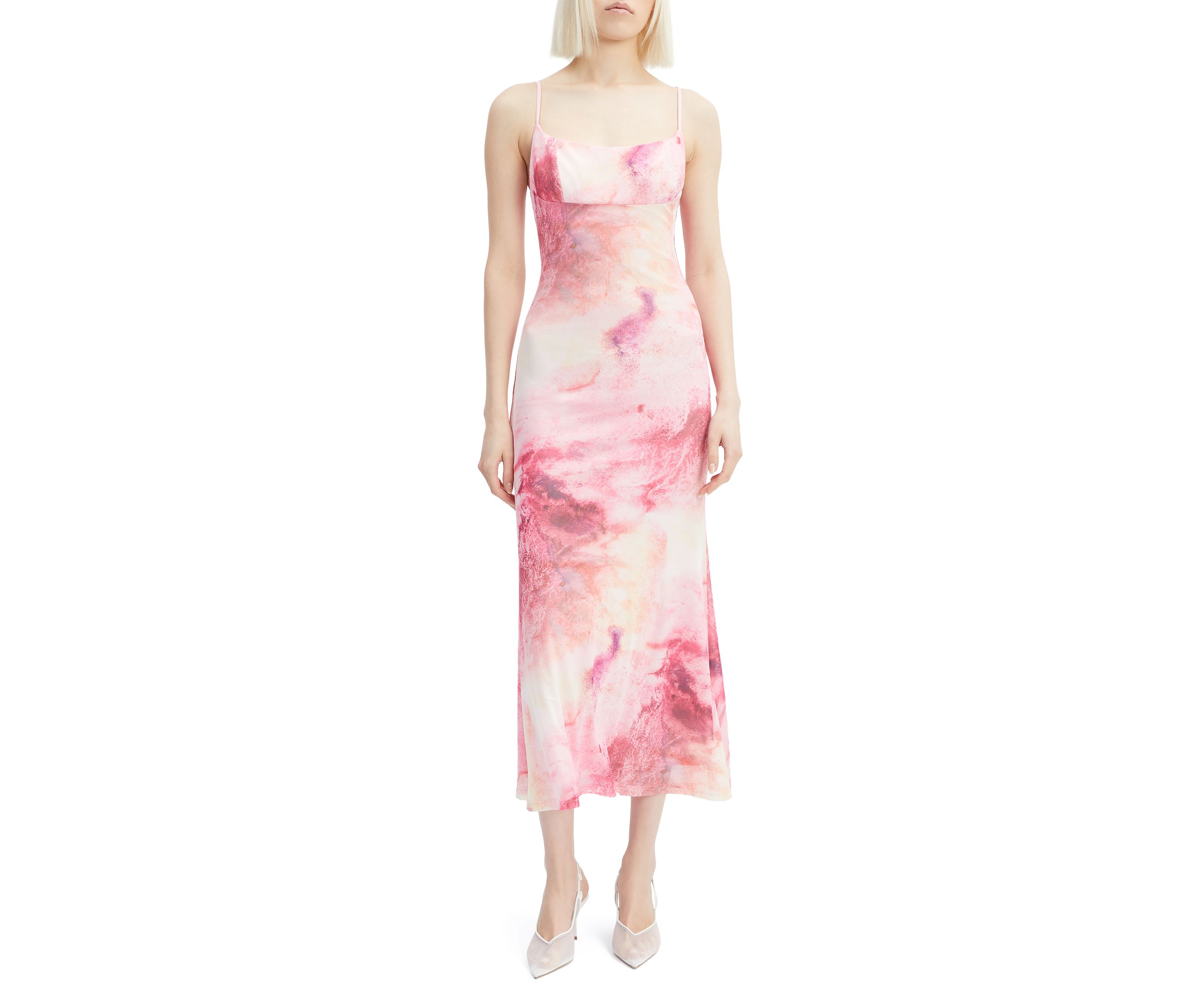 Womens Adoni Printed Mesh Midi Dress