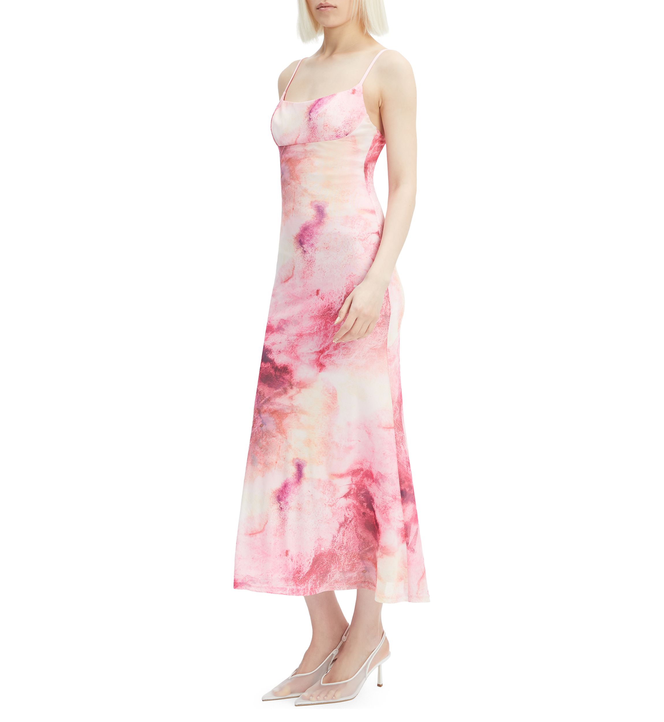 Womens Adoni Printed Mesh Midi Dress