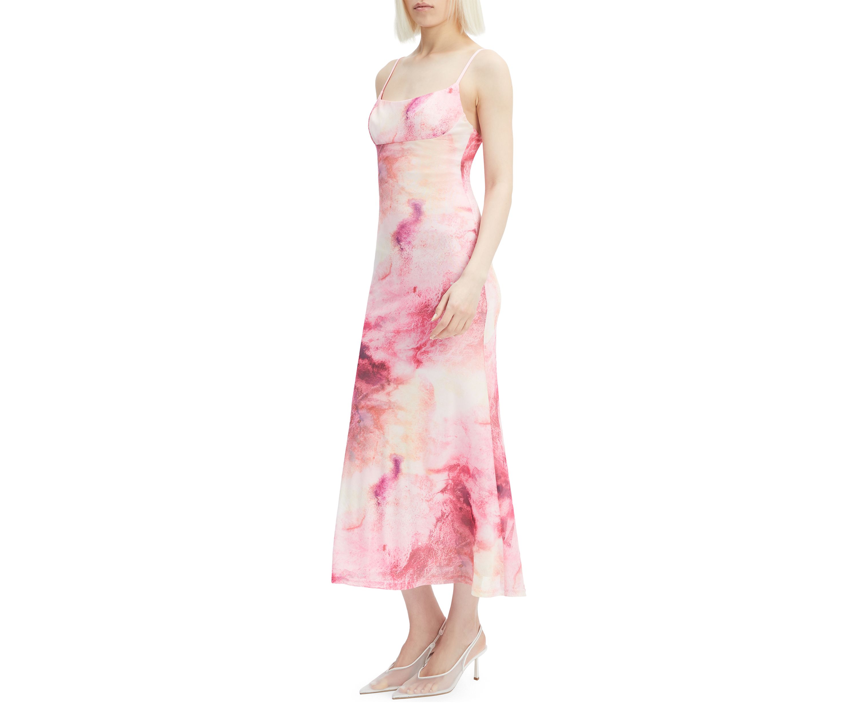 Womens Adoni Printed Mesh Midi Dress