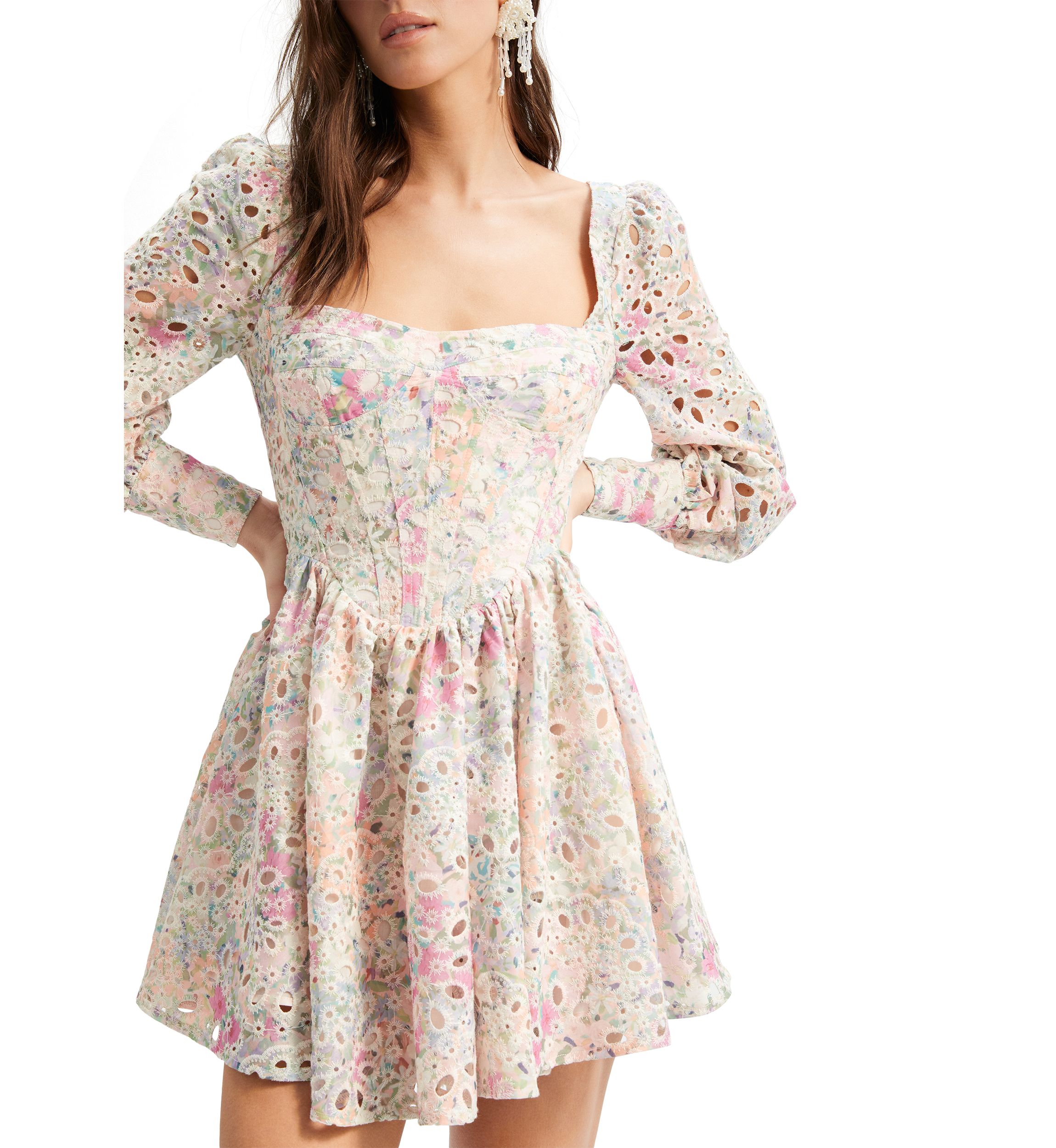 Womens Lila Flounce Broderie Dress