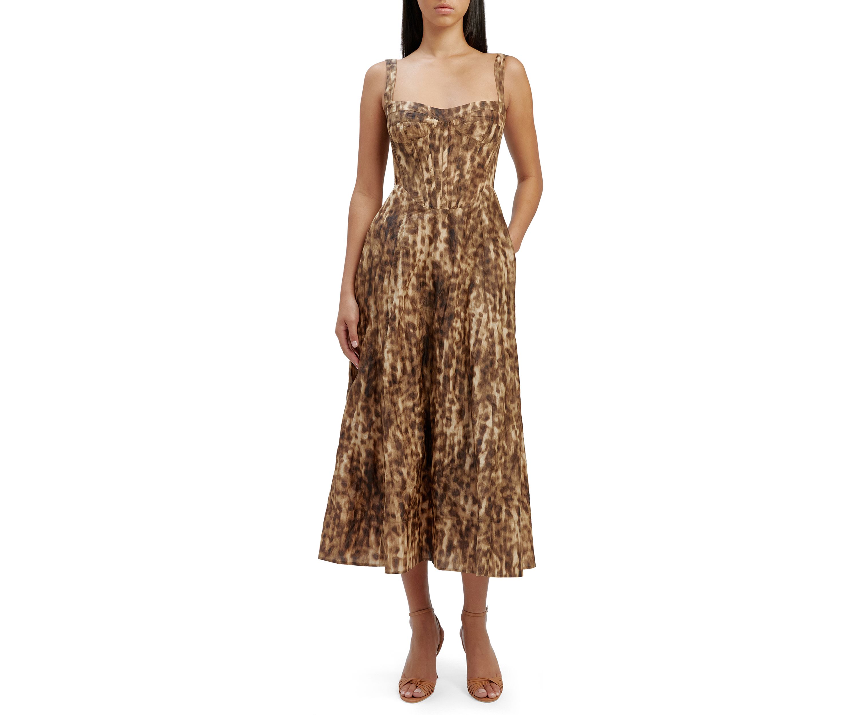 Womens Lilah Corset Midi Dress