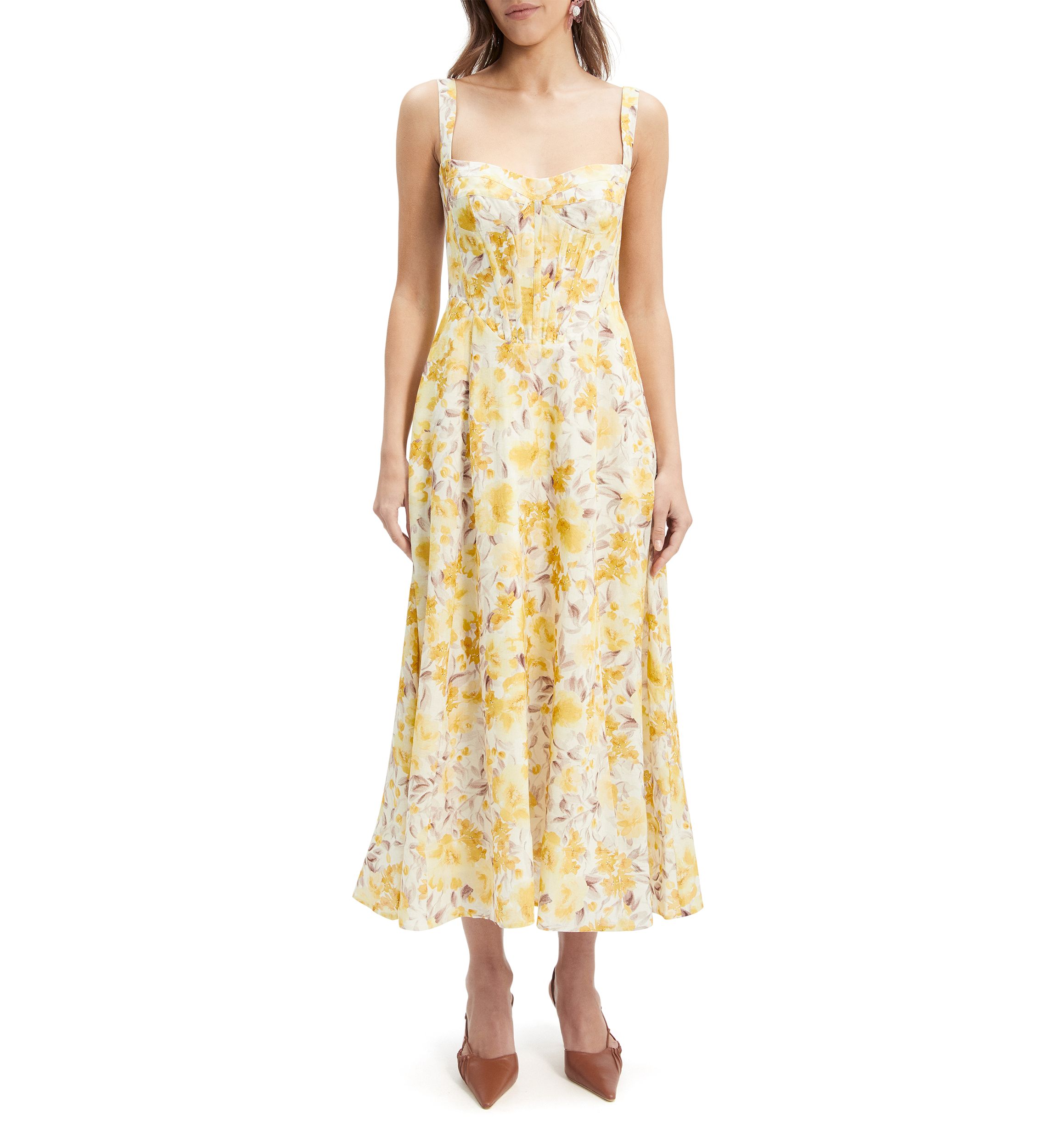 Womens Lilah Corset Midi Dress