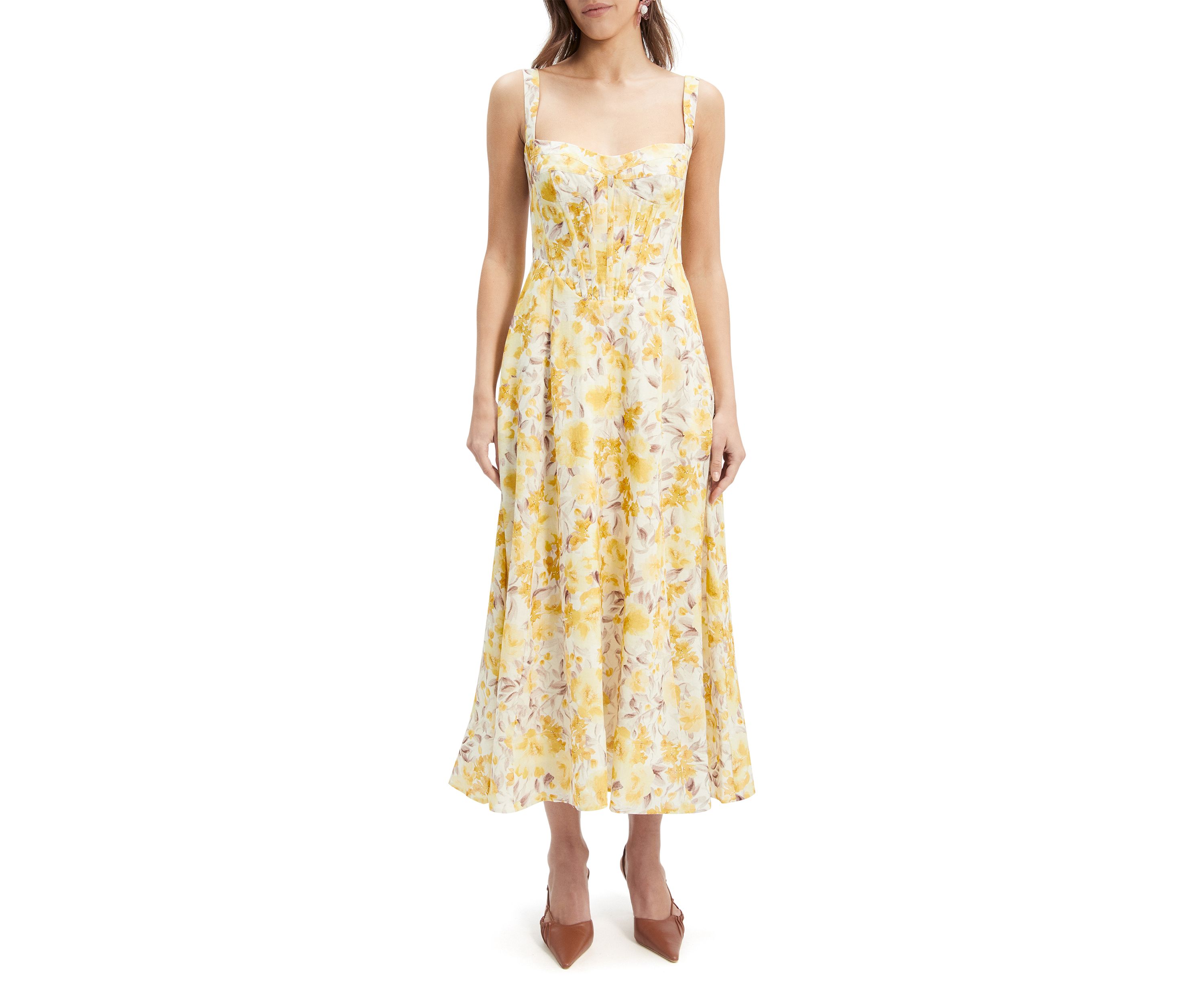 Womens Lilah Corset Midi Dress