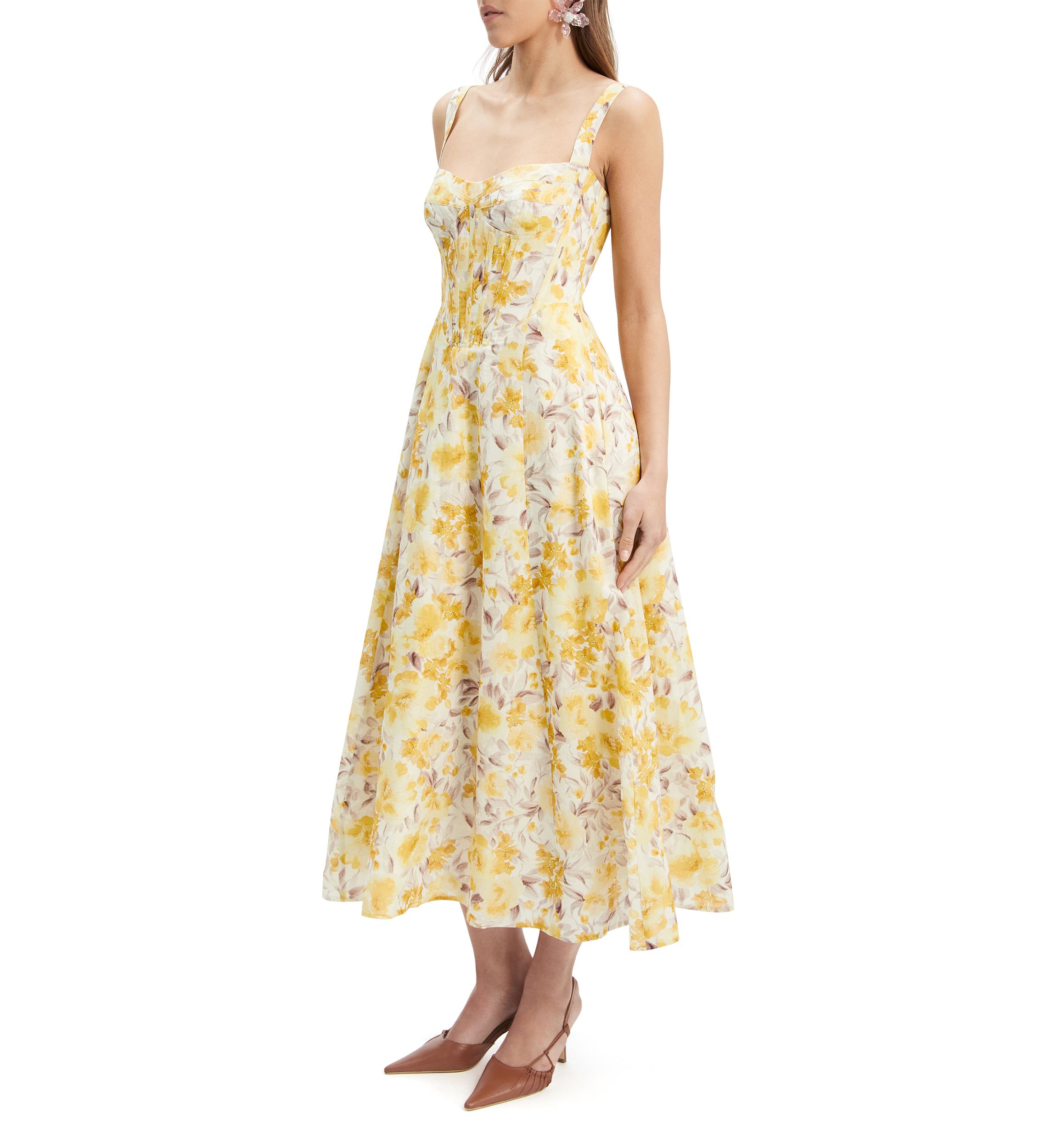 Womens Lilah Corset Midi Dress