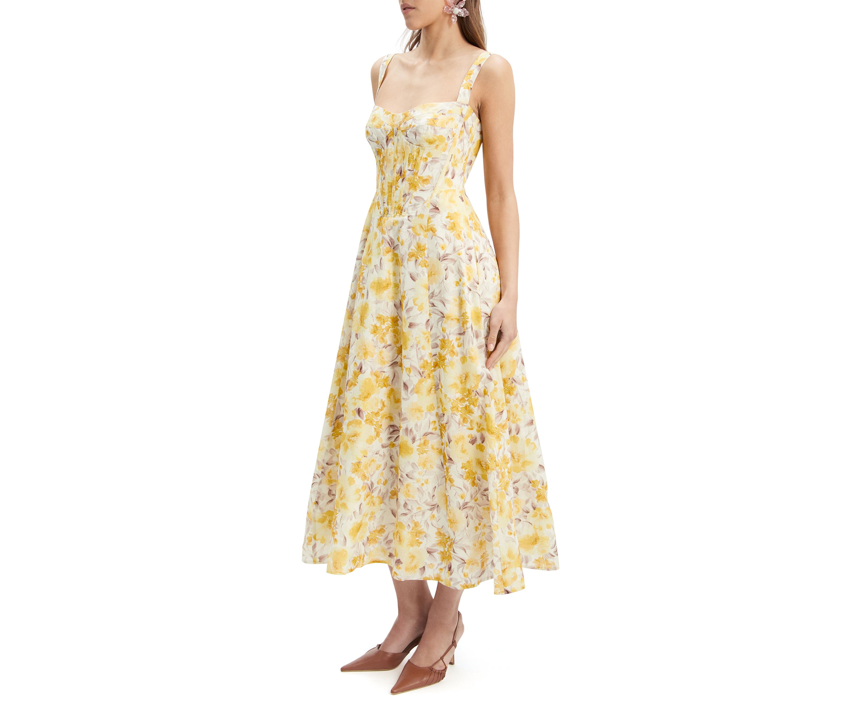 Womens Lilah Corset Midi Dress