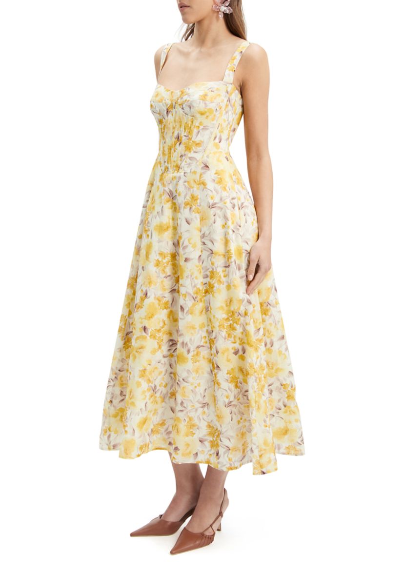 Womens Lilah Corset Midi Dress