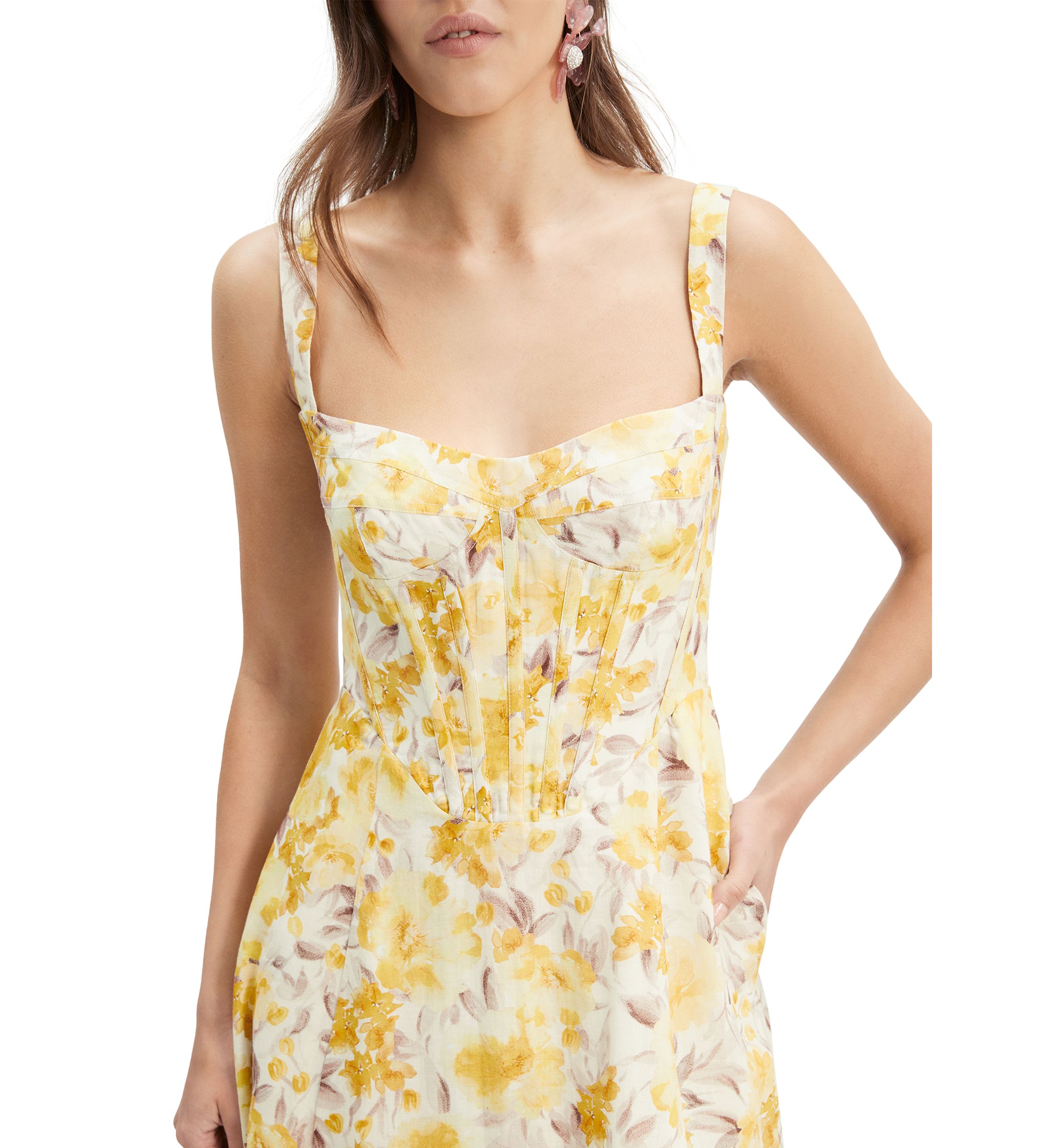 Womens Lilah Corset Midi Dress