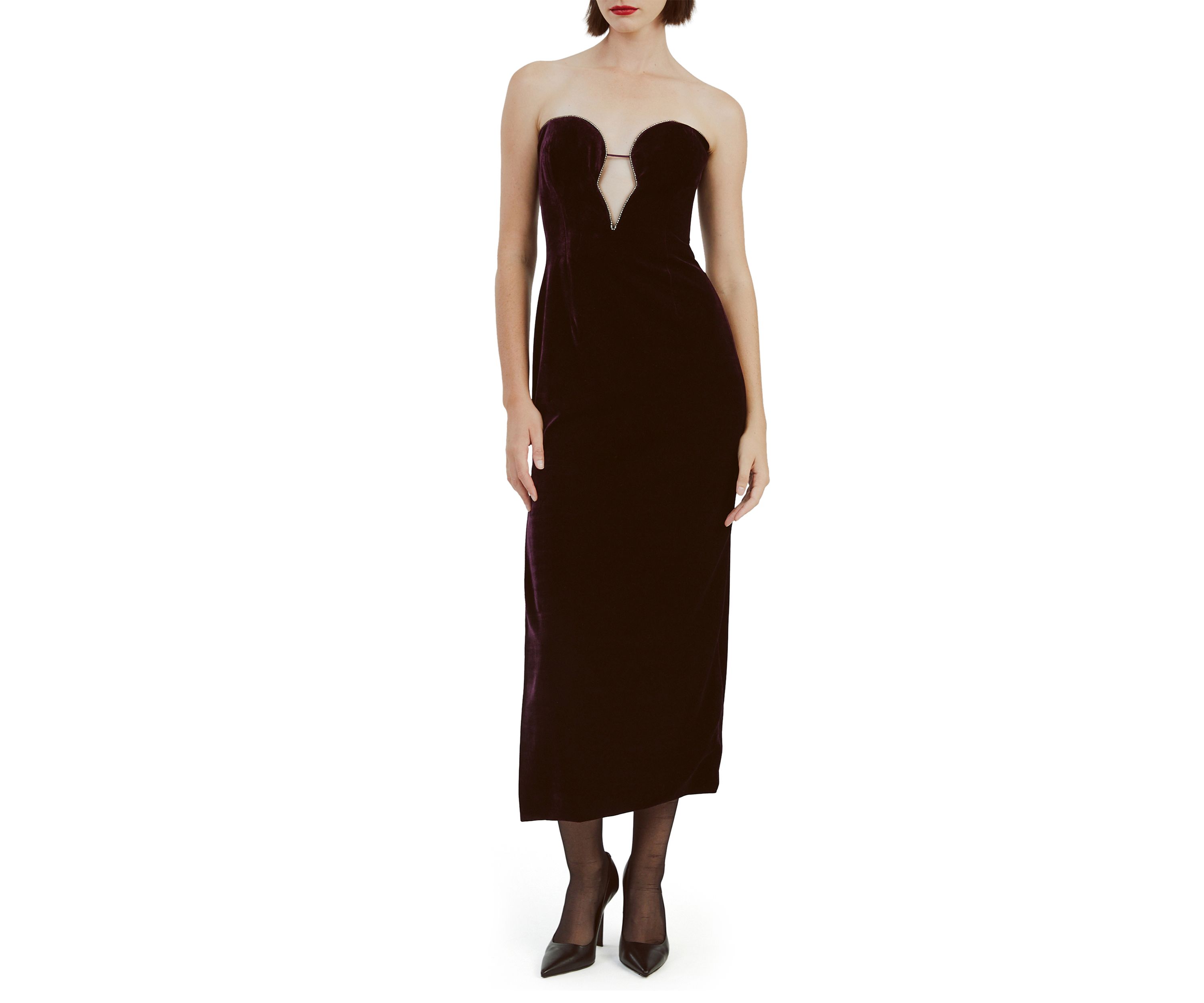 Womens Lilah Sleeveless Sweetheart Neck Solid Midi A-Line Dress