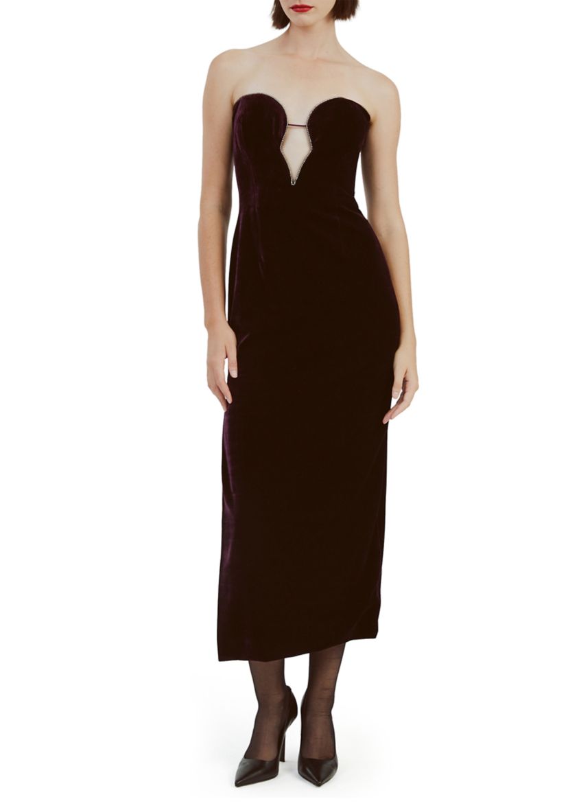 Womens Lilah Sleeveless Sweetheart Neck Solid Midi A-Line Dress