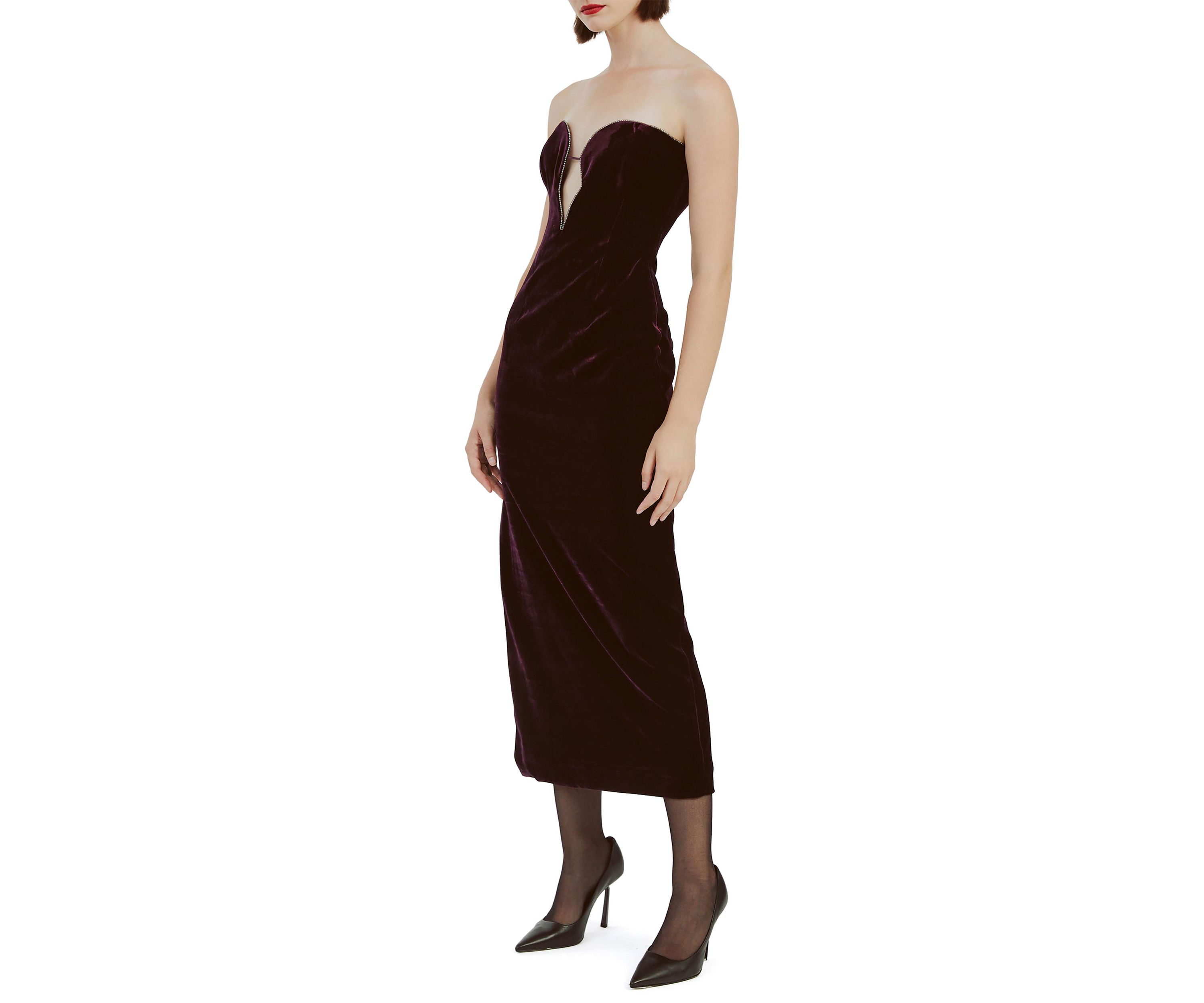 Womens Lilah Sleeveless Sweetheart Neck Solid Midi A-Line Dress