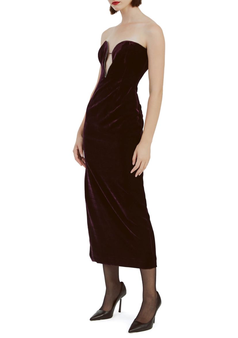 Womens Lilah Sleeveless Sweetheart Neck Solid Midi A-Line Dress