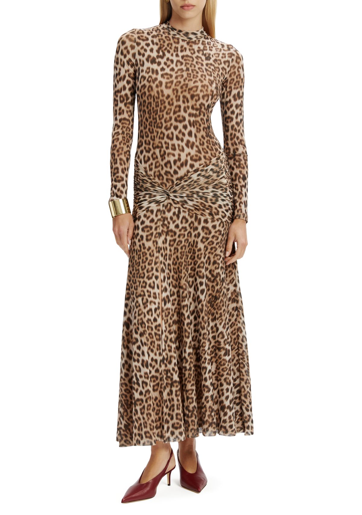 Womens Lea Printed Mesh Midi Dress 