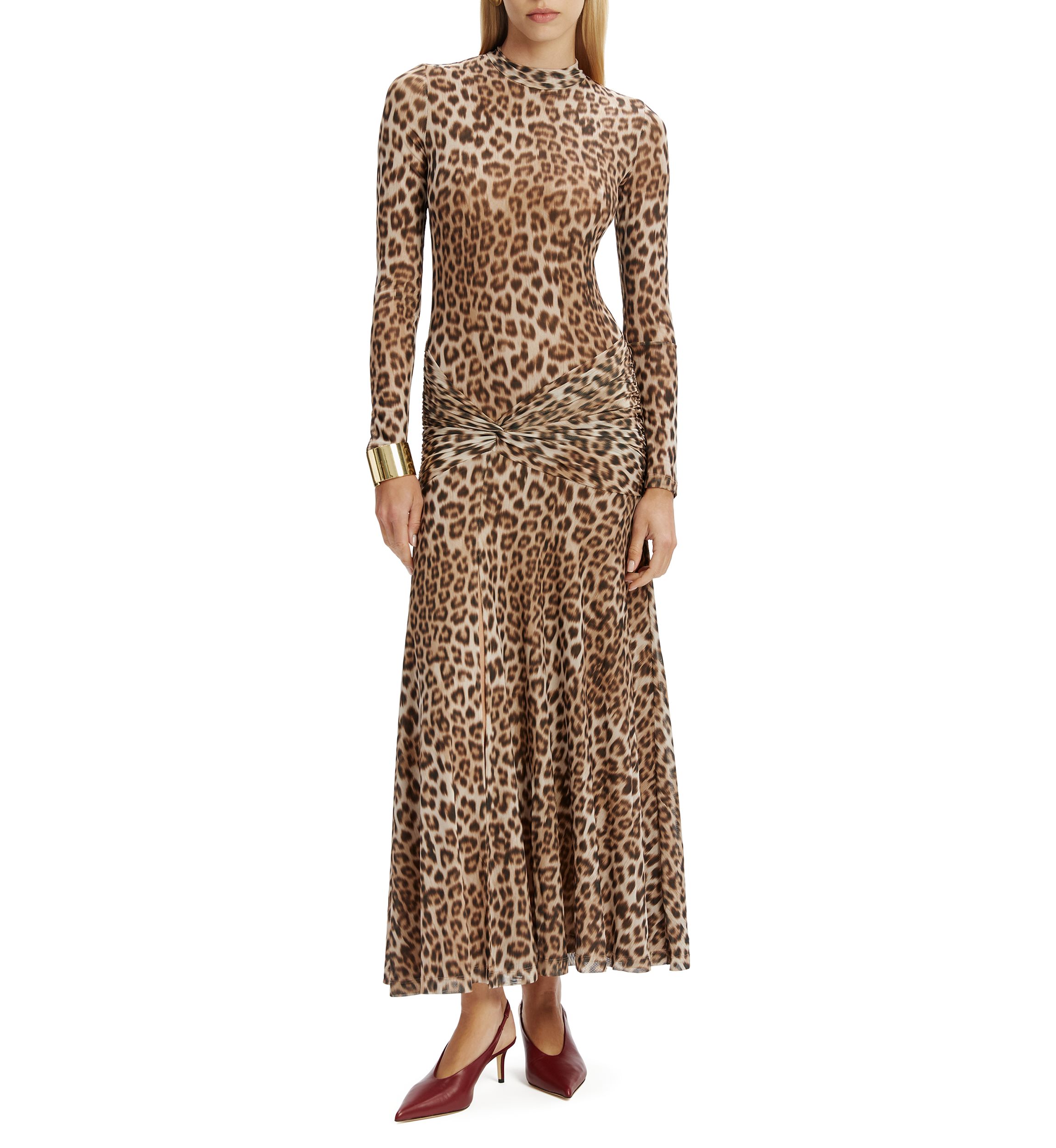 Womens Lea Printed Mesh Midi Dress 