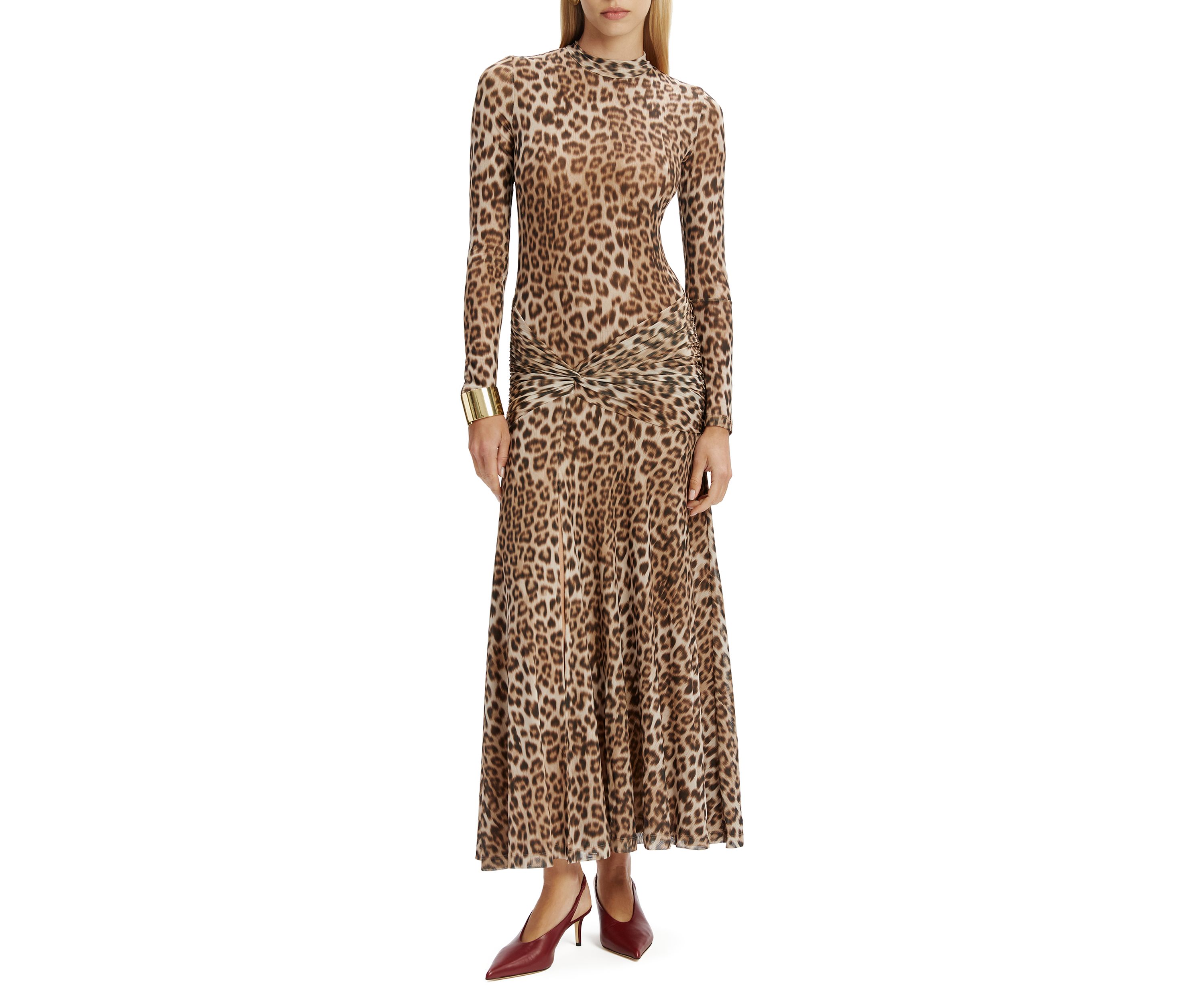 Womens Lea Printed Mesh Midi Dress 