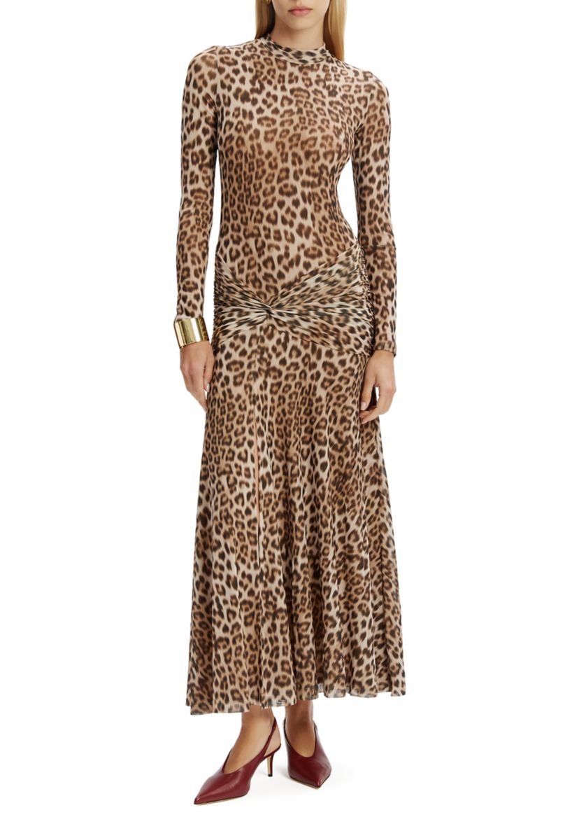 Womens Lea Printed Mesh Midi Dress 