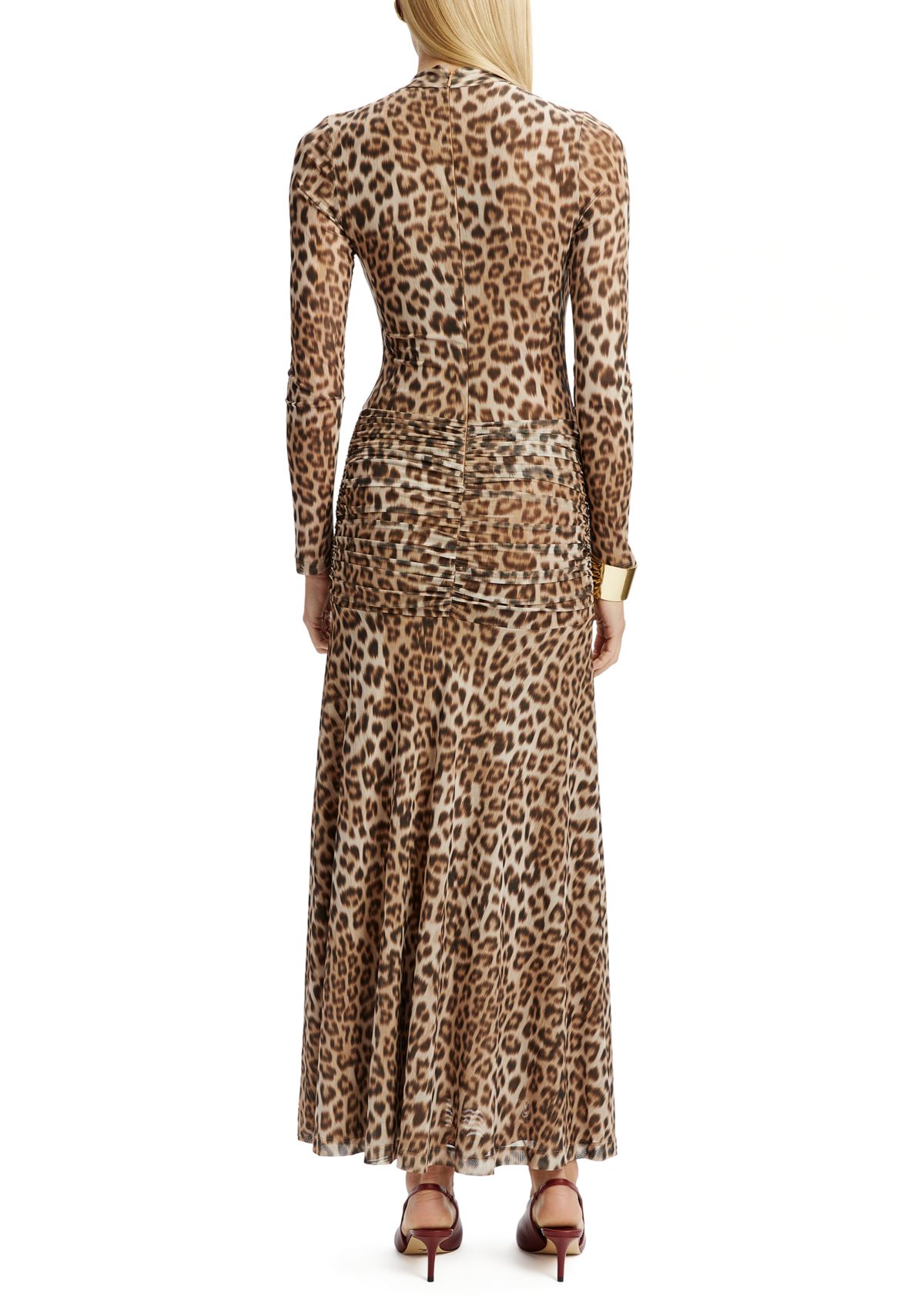 Womens Lea Printed Mesh Midi Dress 
