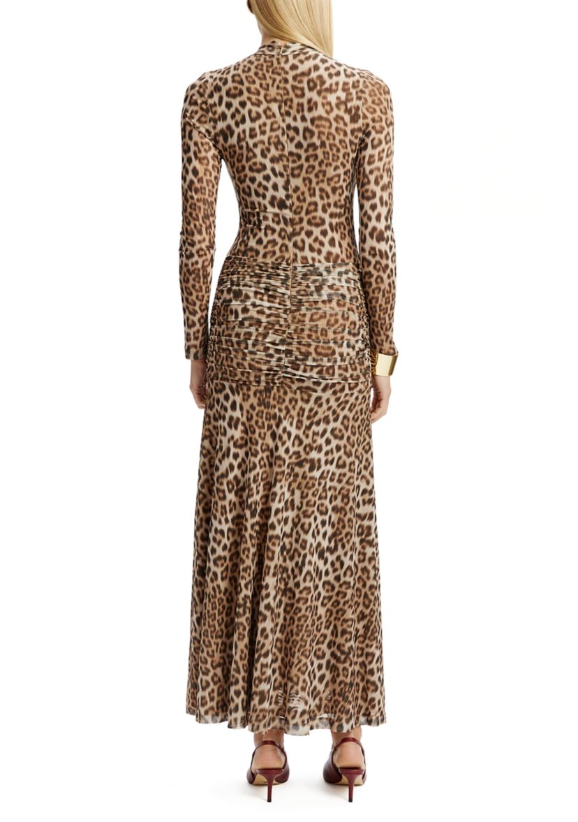 Womens Lea Printed Mesh Midi Dress 