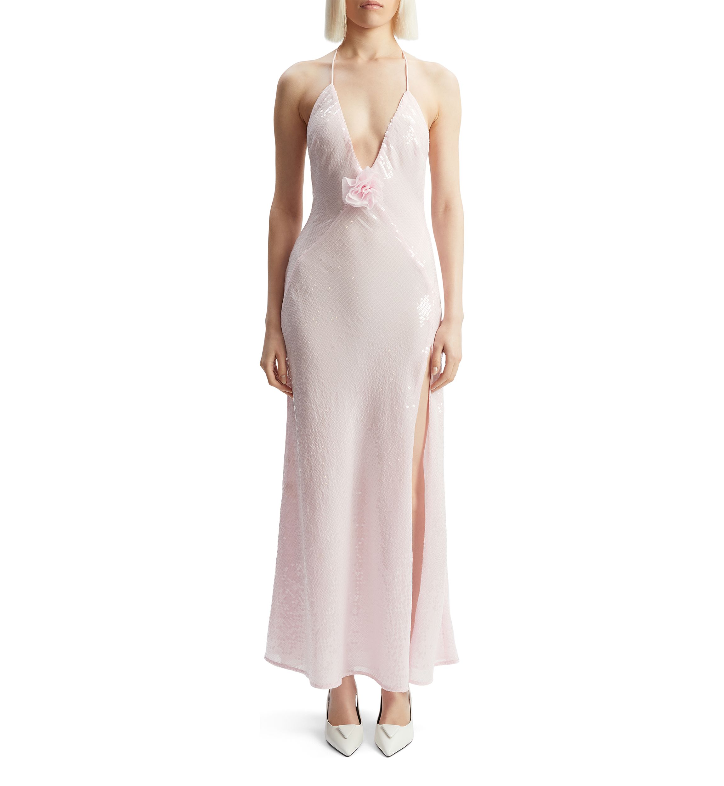 Womens Aradia Sequin Halter Dress