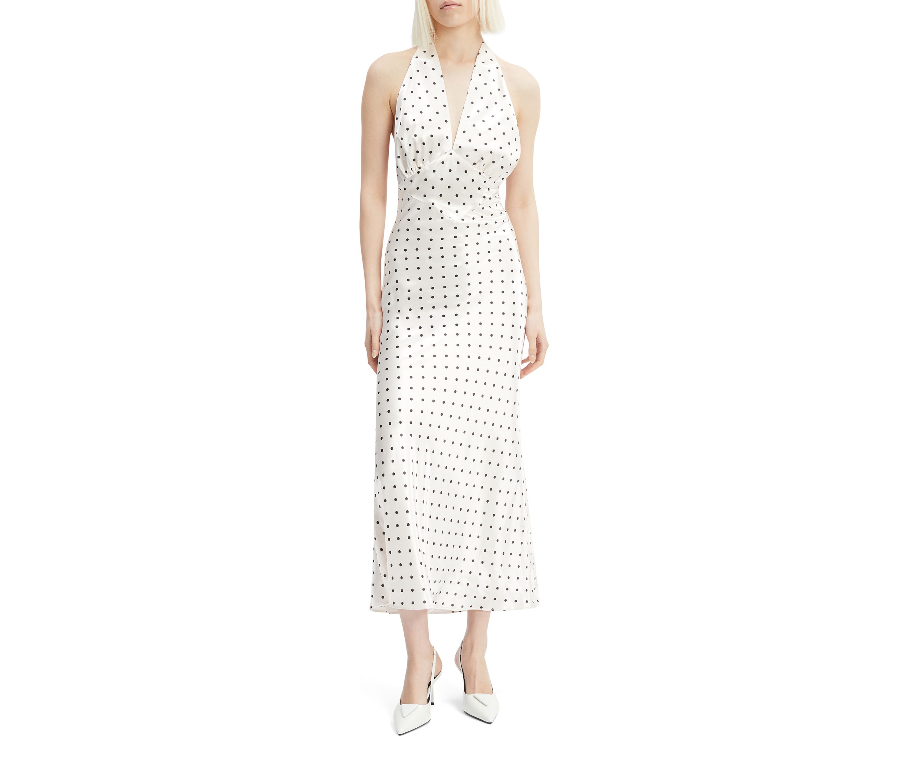 Womens Citron Polka Dot Midi Dress