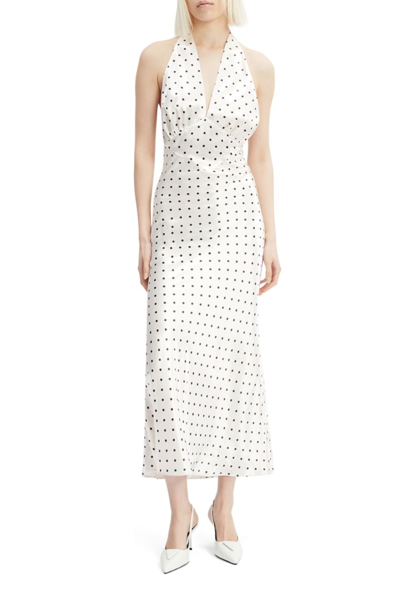 Womens Citron Polka Dot Midi Dress