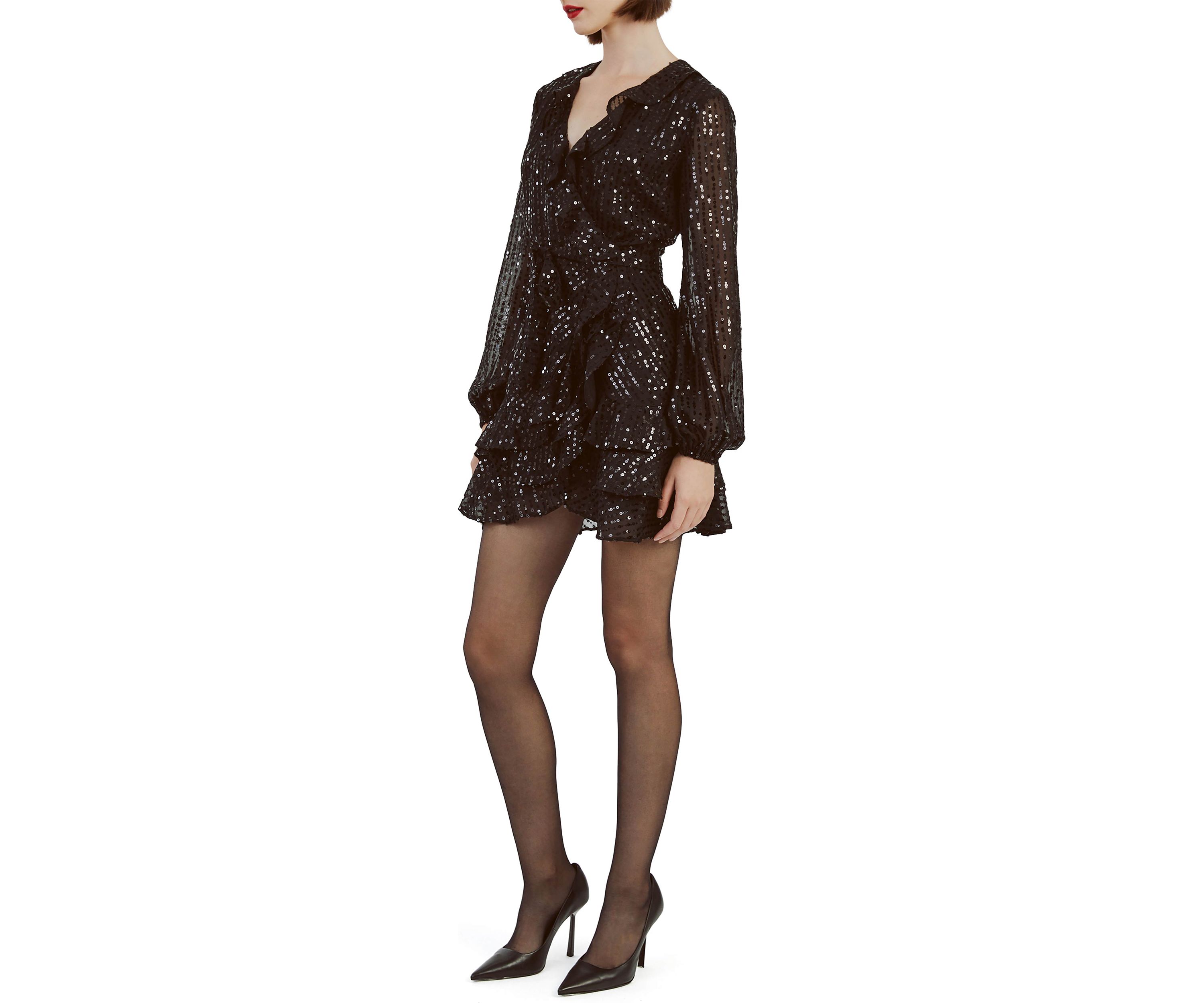 Womens Triple Frill Sequin Dress