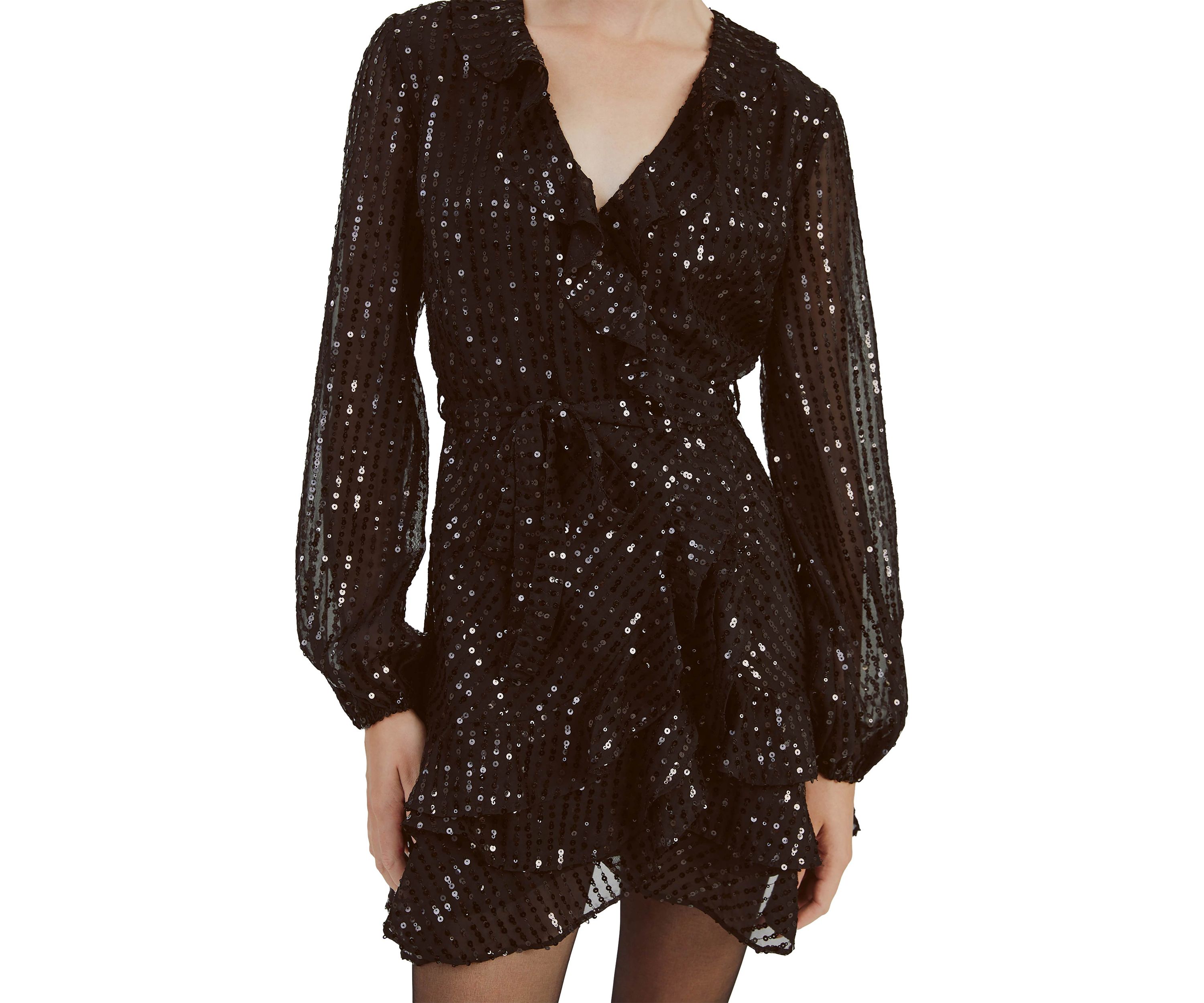 Womens Triple Frill Sequin Dress