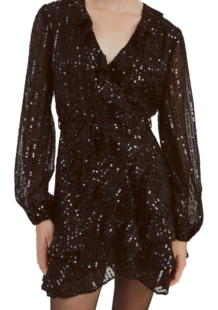 Womens Triple Frill Sequin Dress