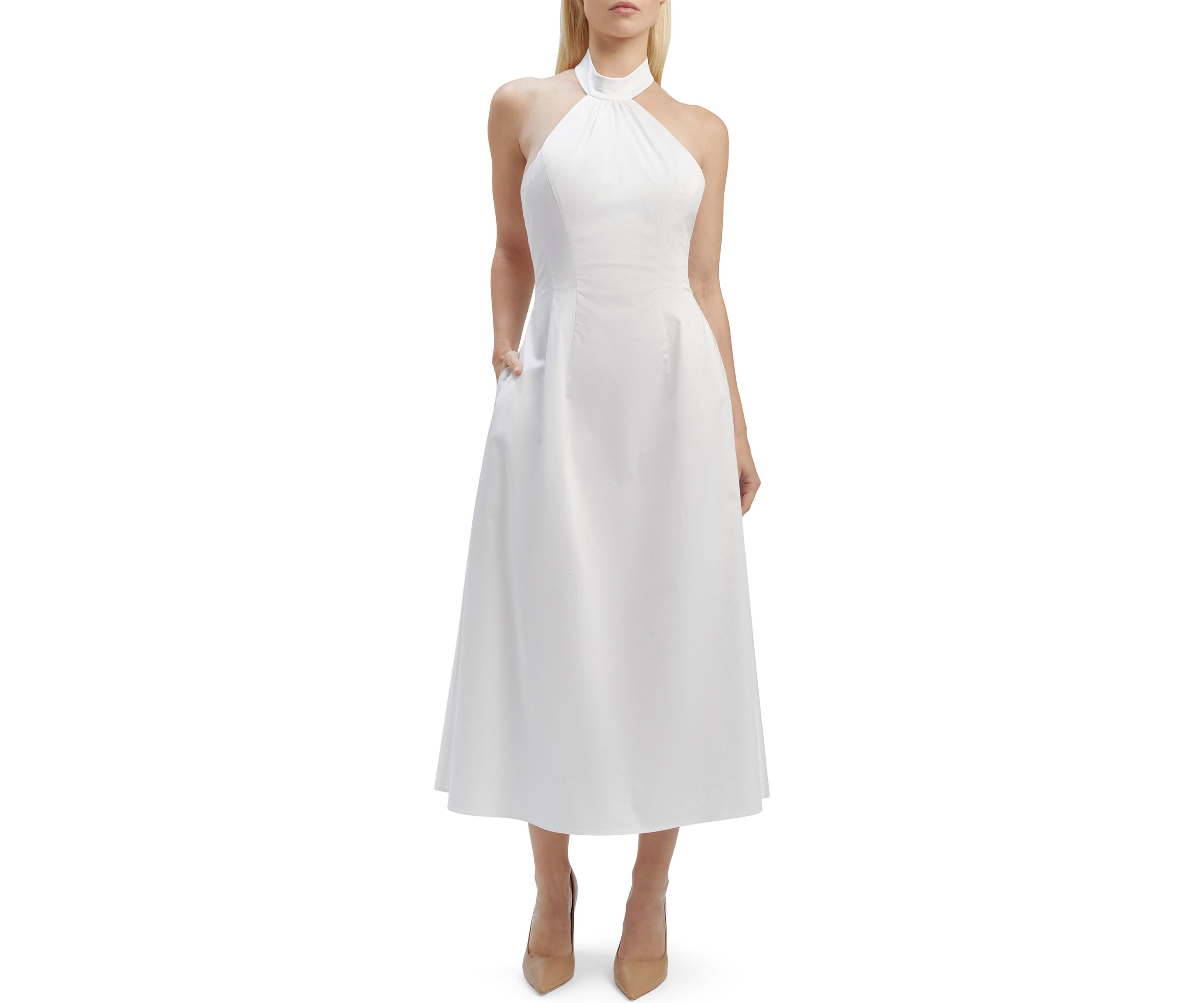 Womens Genevieve Poplin Midi Dress