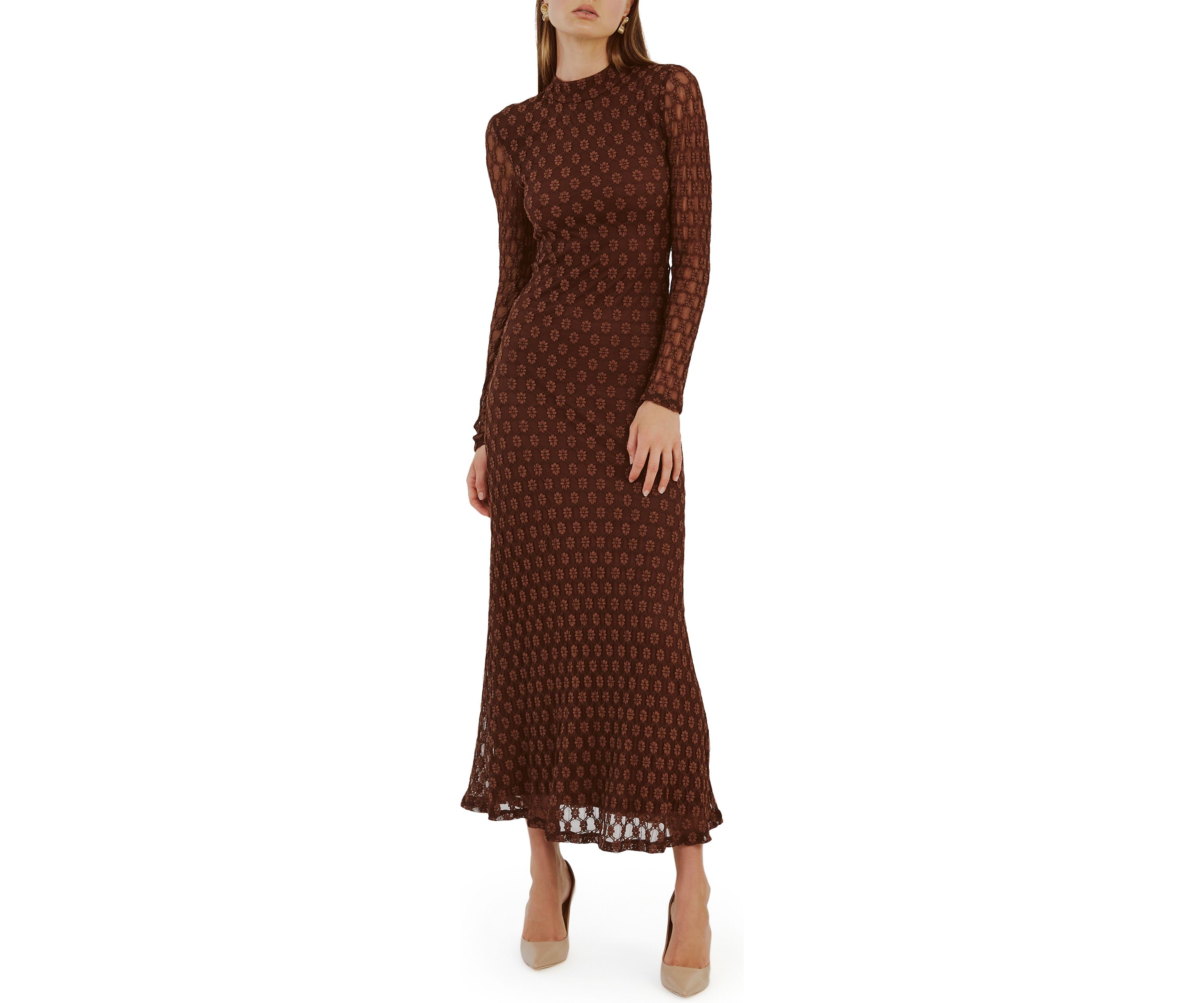 Womens Ola Long Sleeve Midi Dress