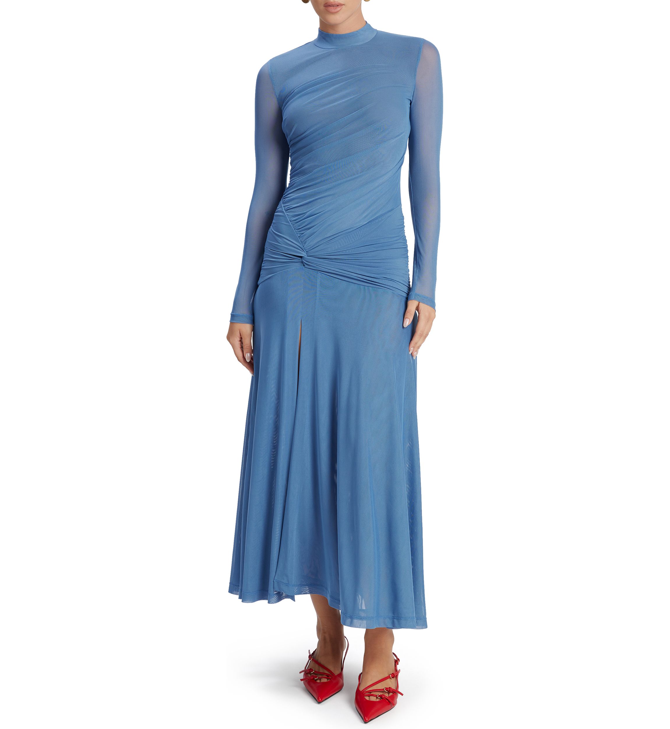 Womens Liyana Ruched Mesh Dress