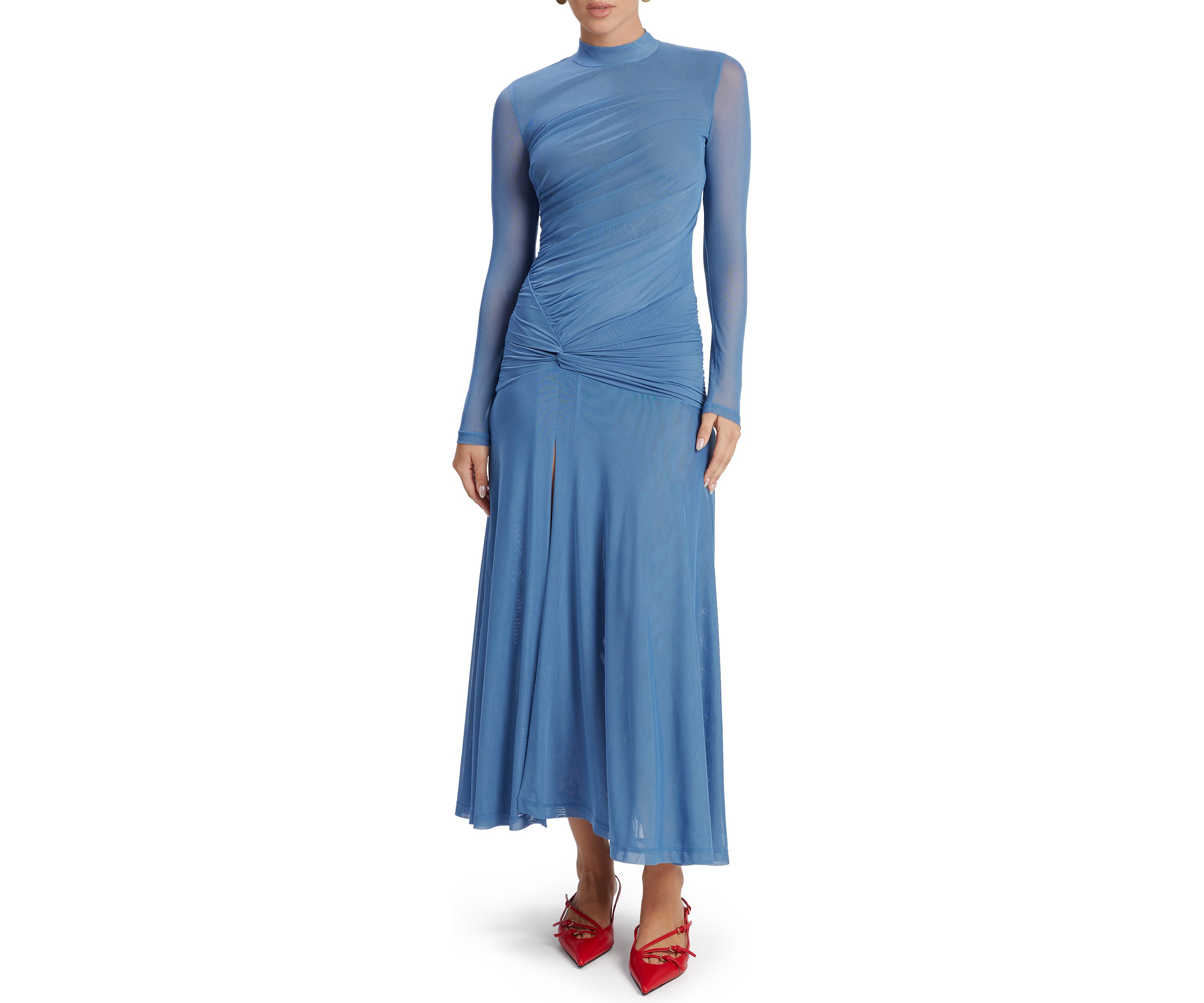 Womens Liyana Ruched Mesh Dress