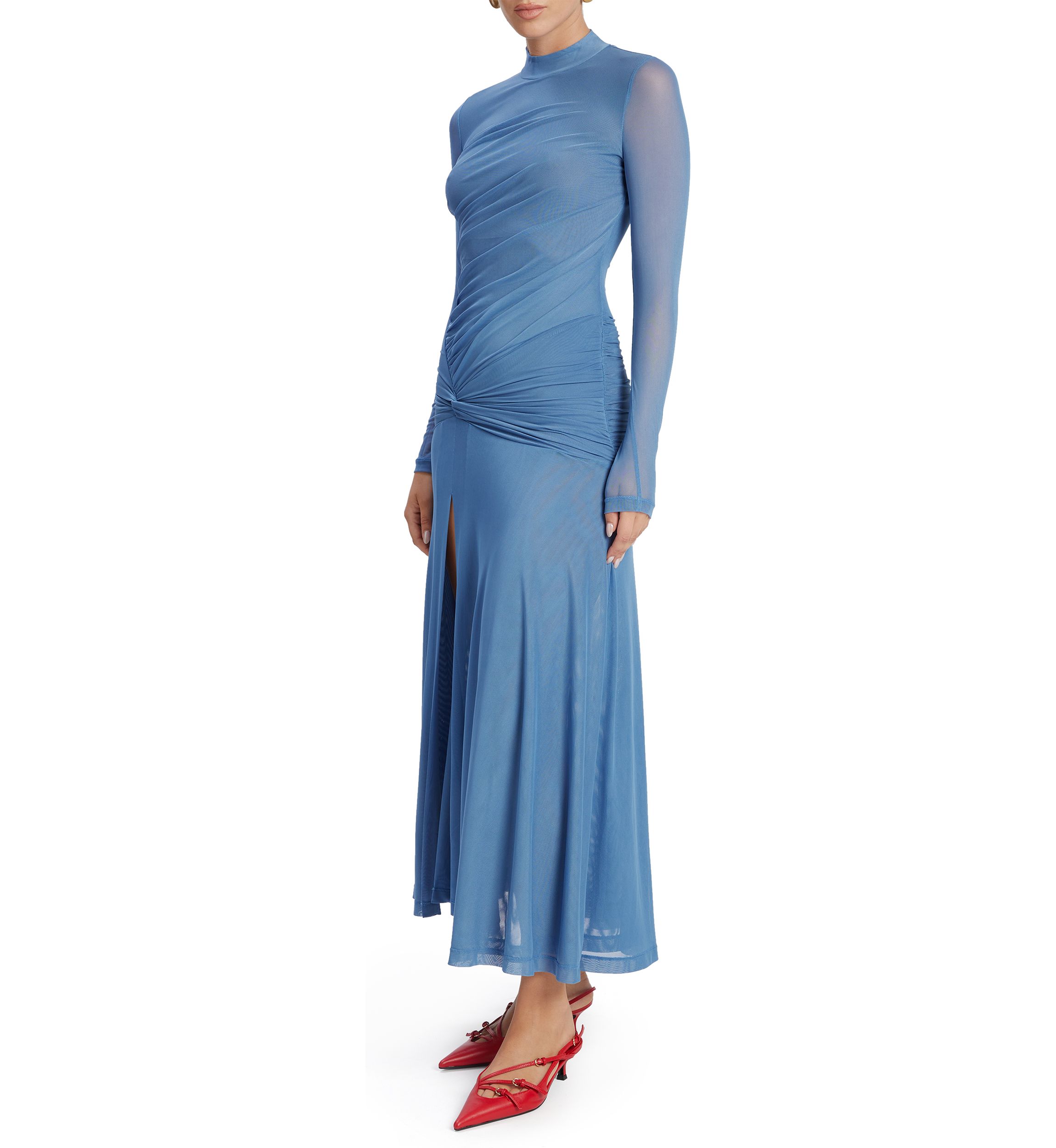 Womens Liyana Ruched Mesh Dress