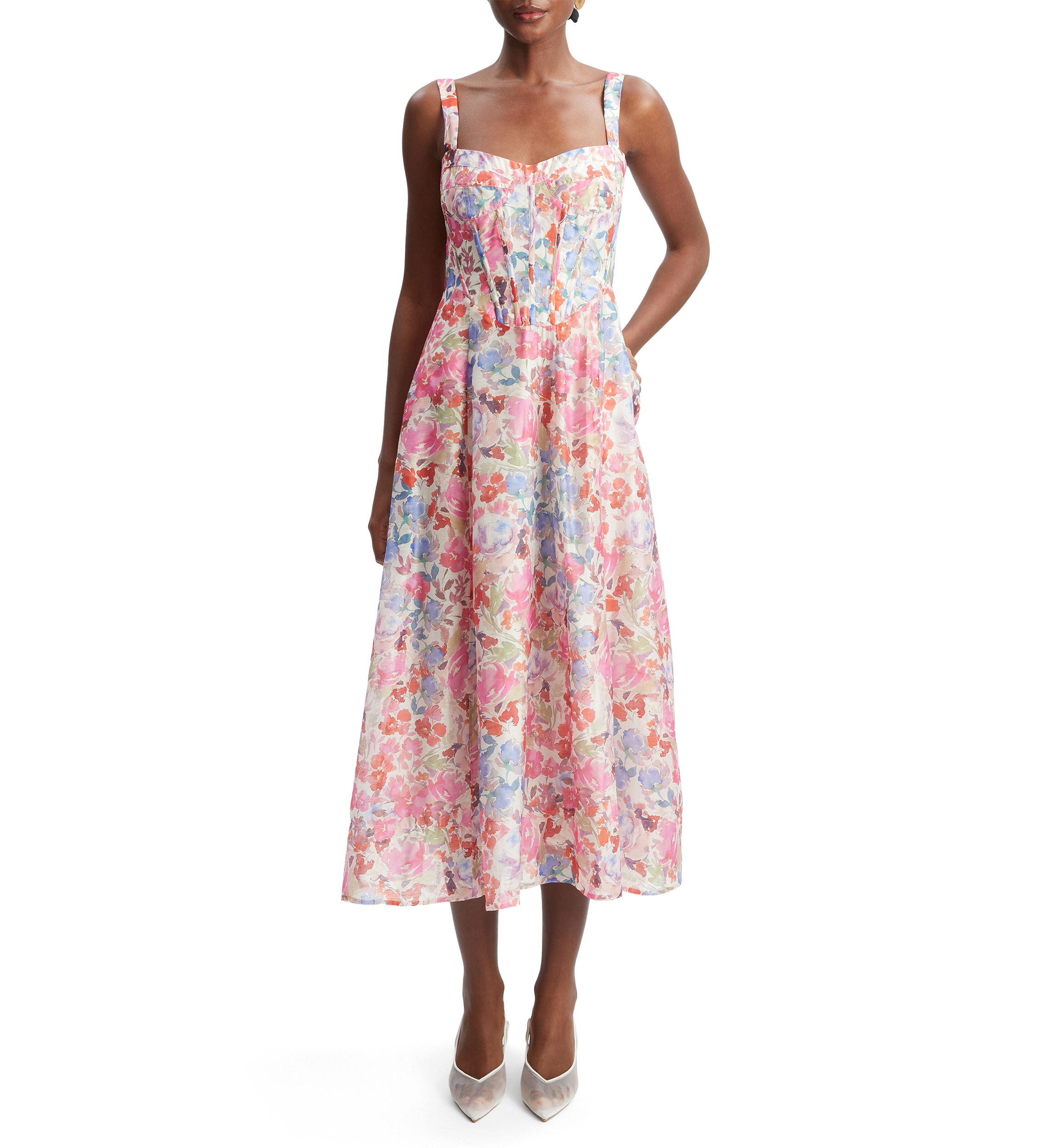 Womens Lilah Corset Midi Dress