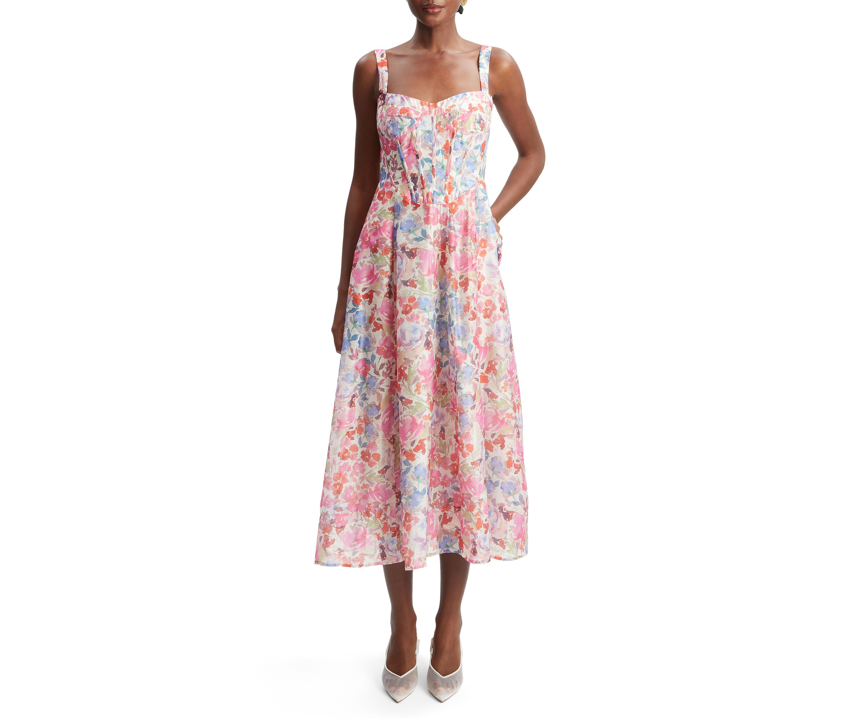 Womens Lilah Corset Midi Dress