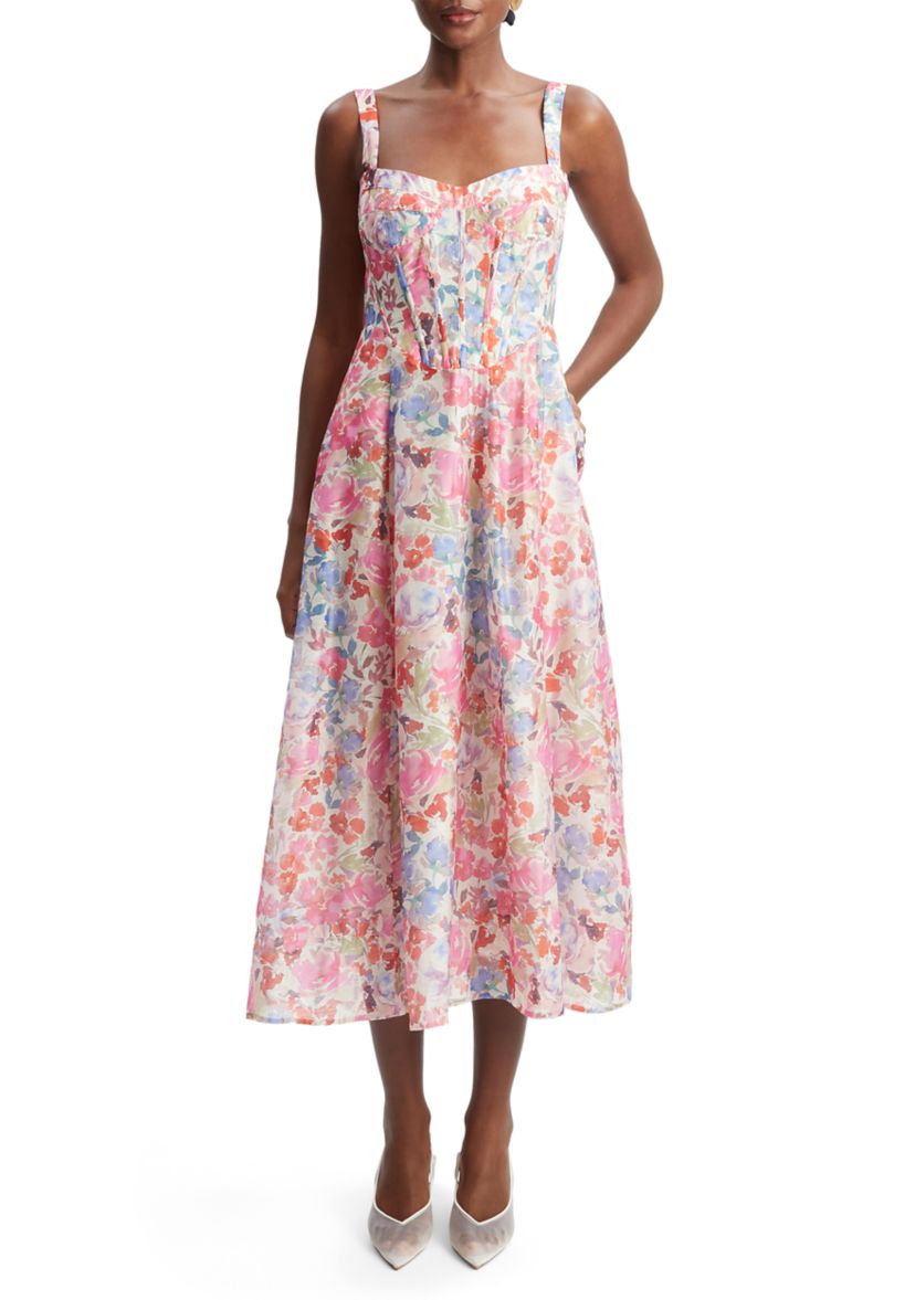 Womens Lilah Corset Midi Dress