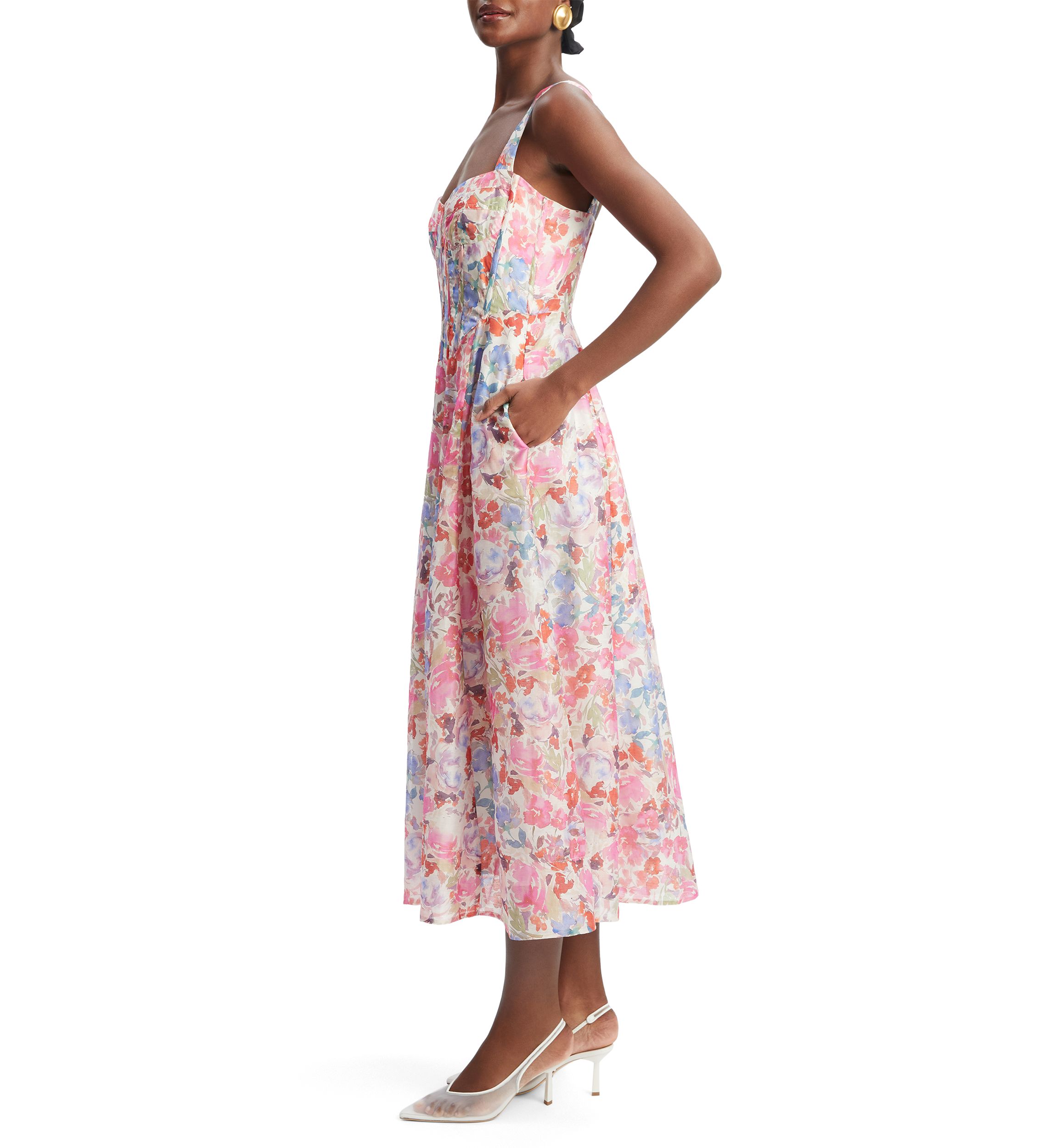 Womens Lilah Corset Midi Dress