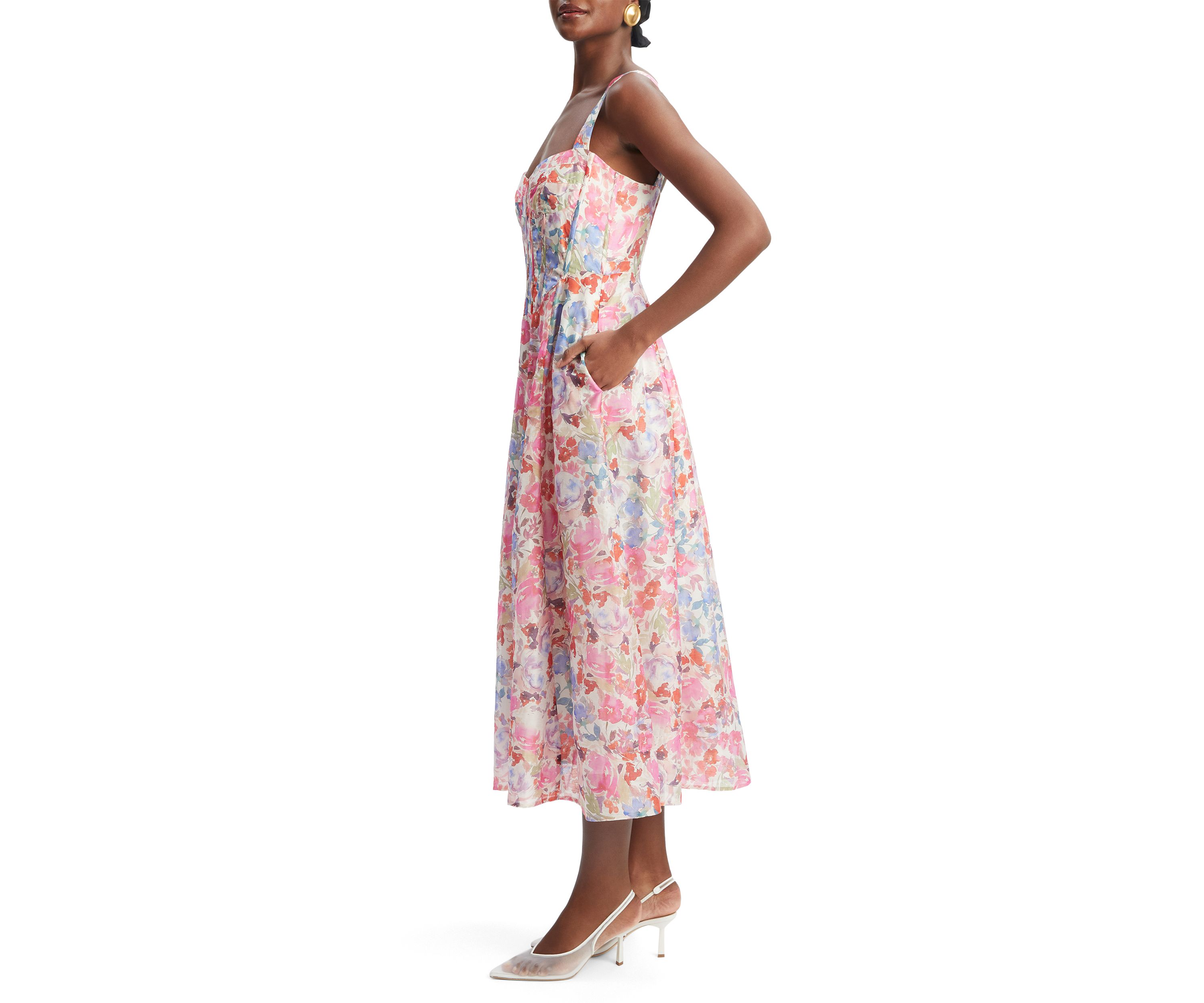 Womens Lilah Corset Midi Dress