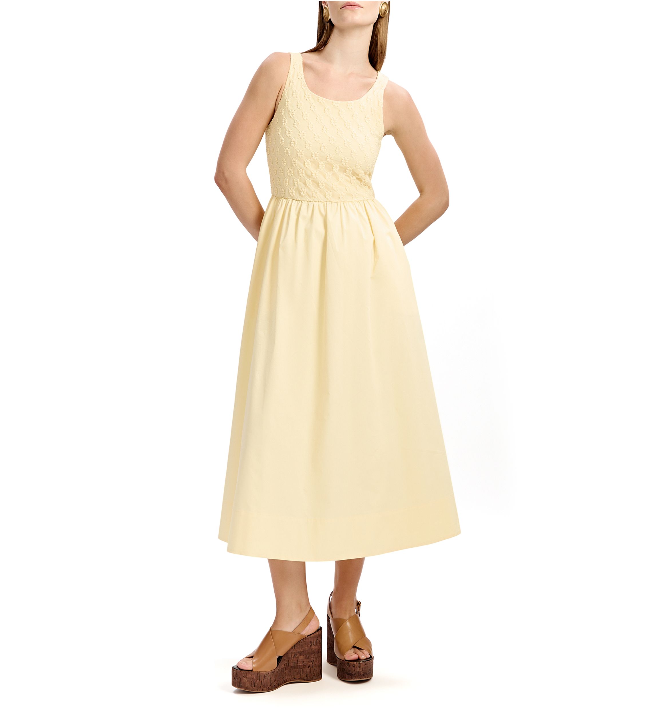 Womens Bryony Lace Poplin Midi Dress 
