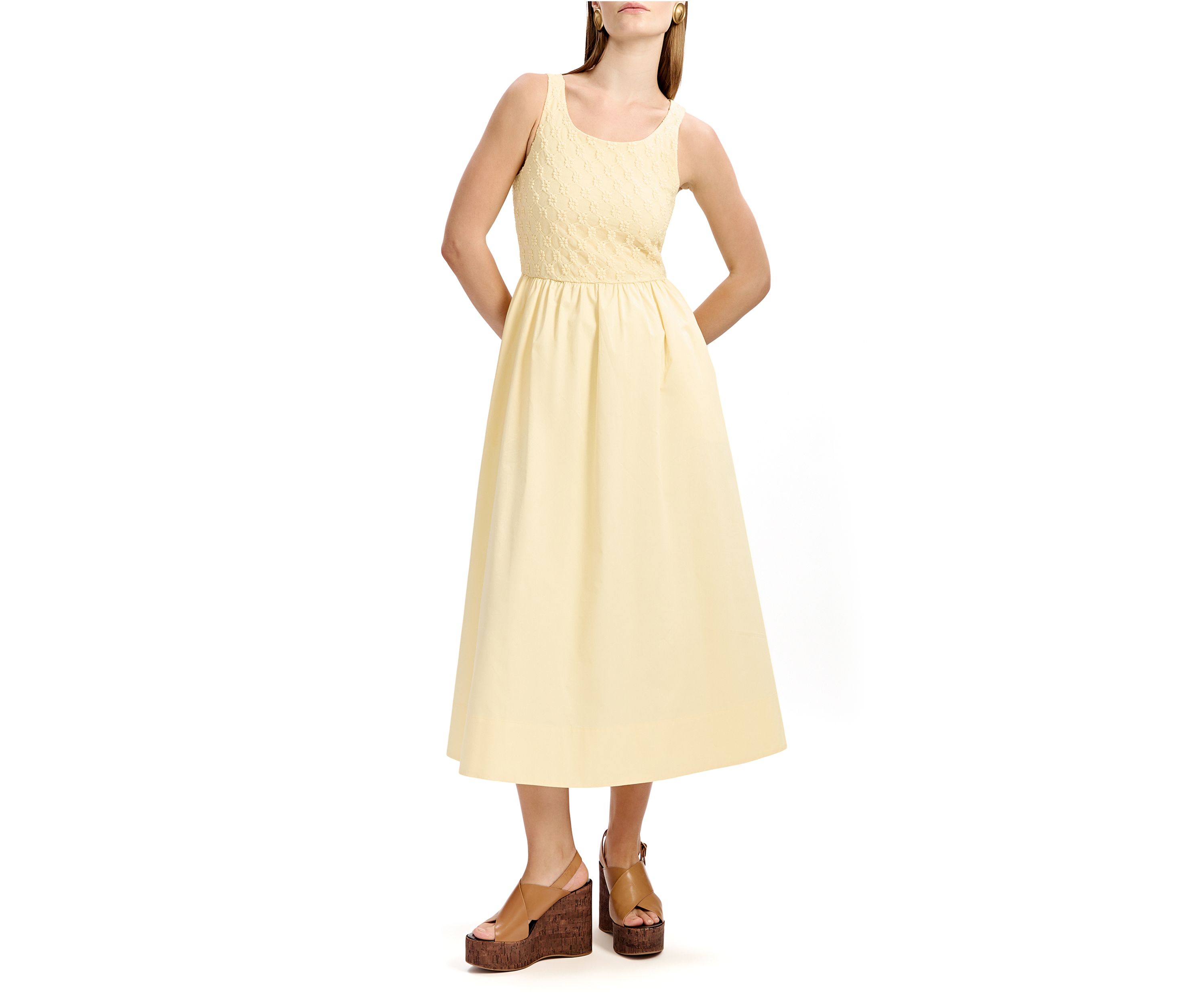 Womens Bryony Lace Poplin Midi Dress 