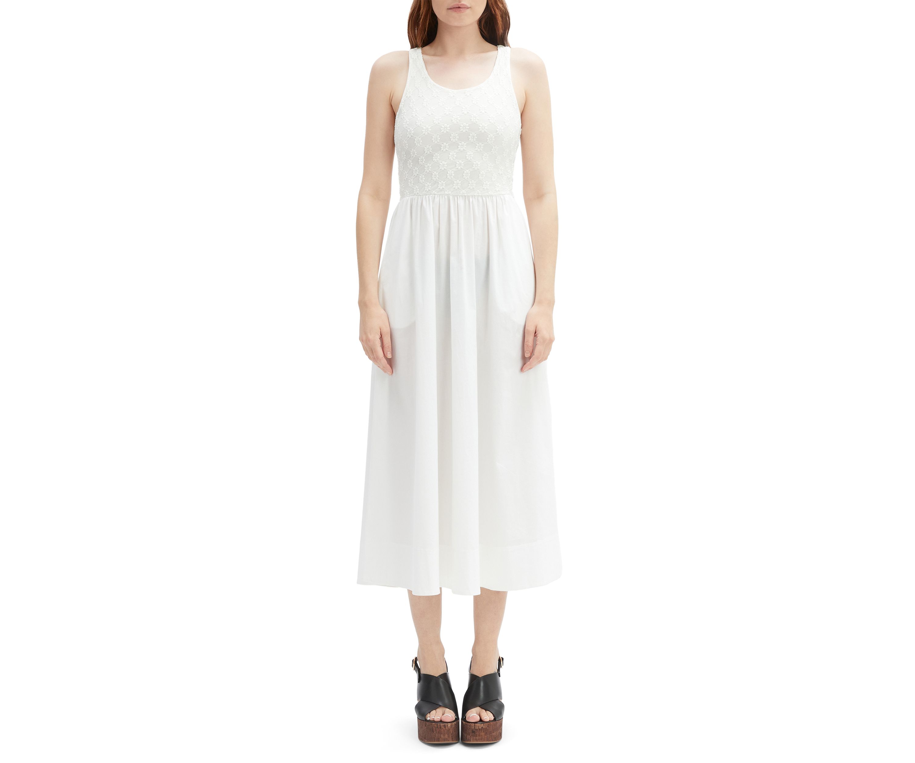 Womens Bryony Lace Poplin Midi Dress