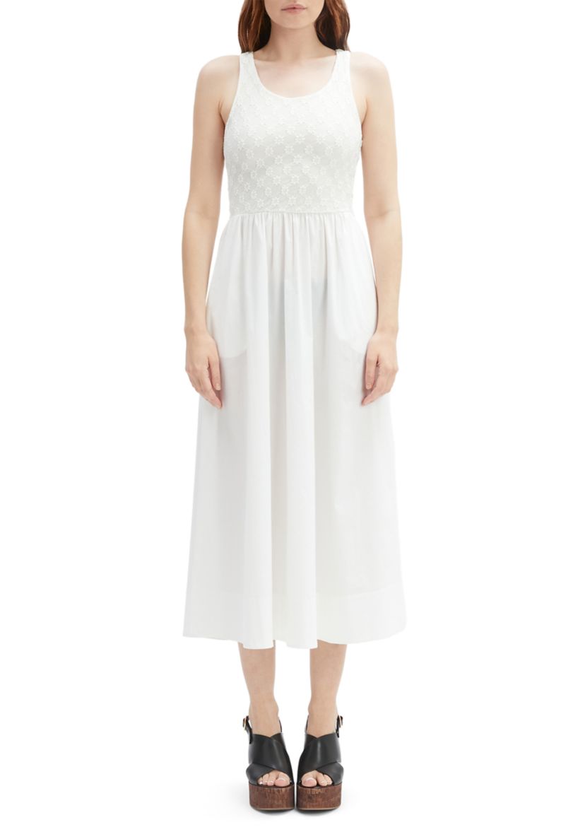 Womens Bryony Lace Poplin Midi Dress