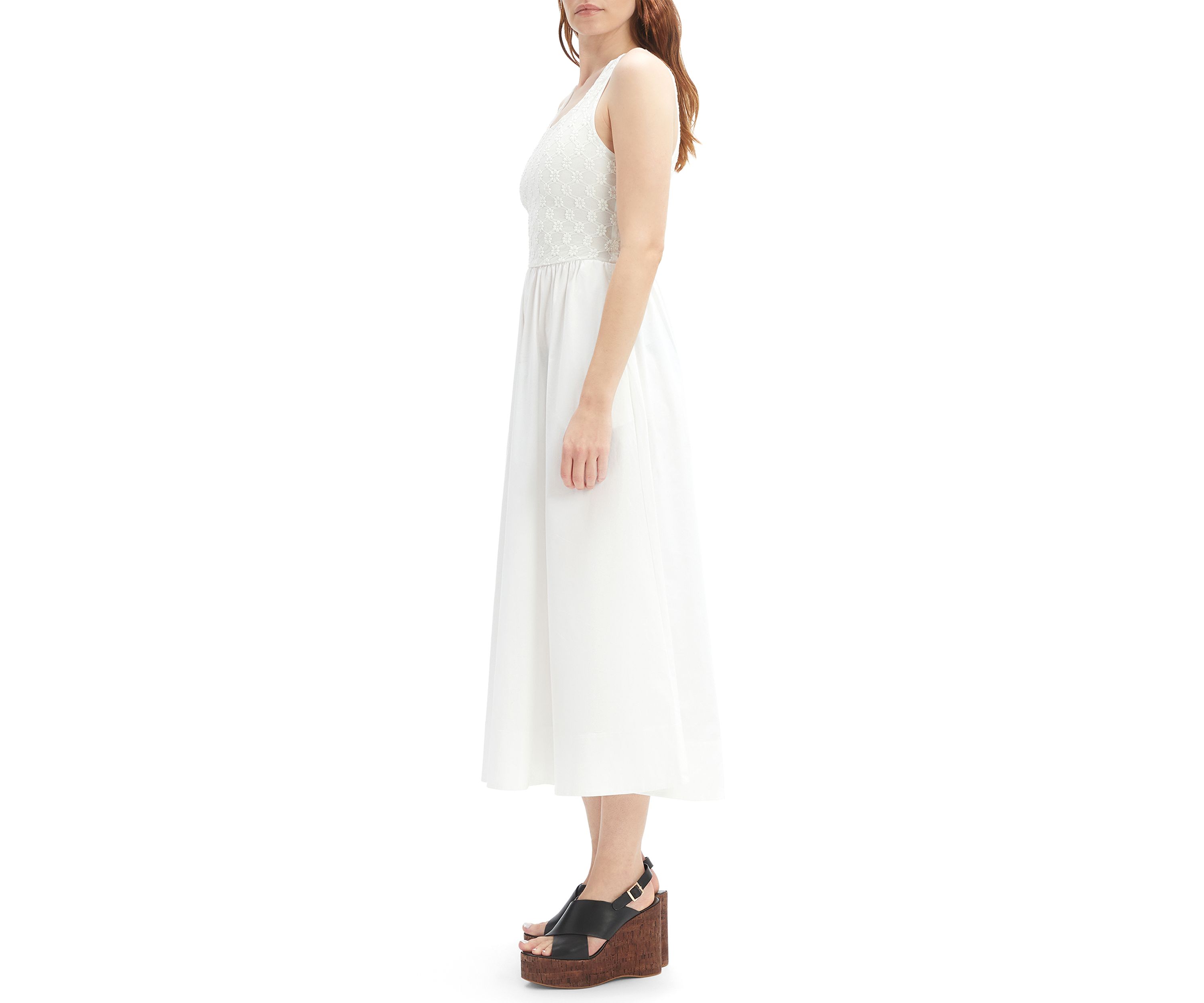 Womens Bryony Lace Poplin Midi Dress