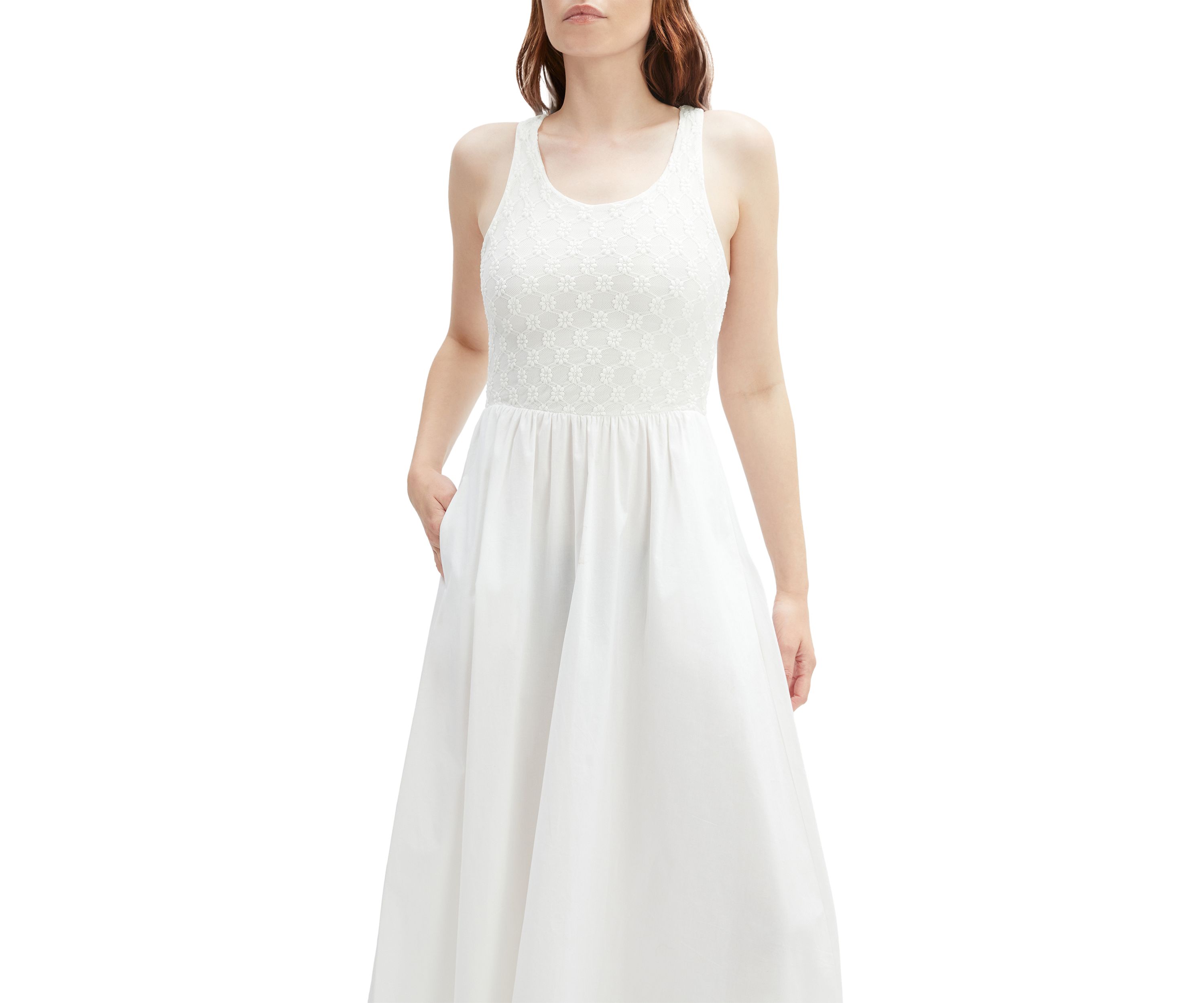Womens Bryony Lace Poplin Midi Dress
