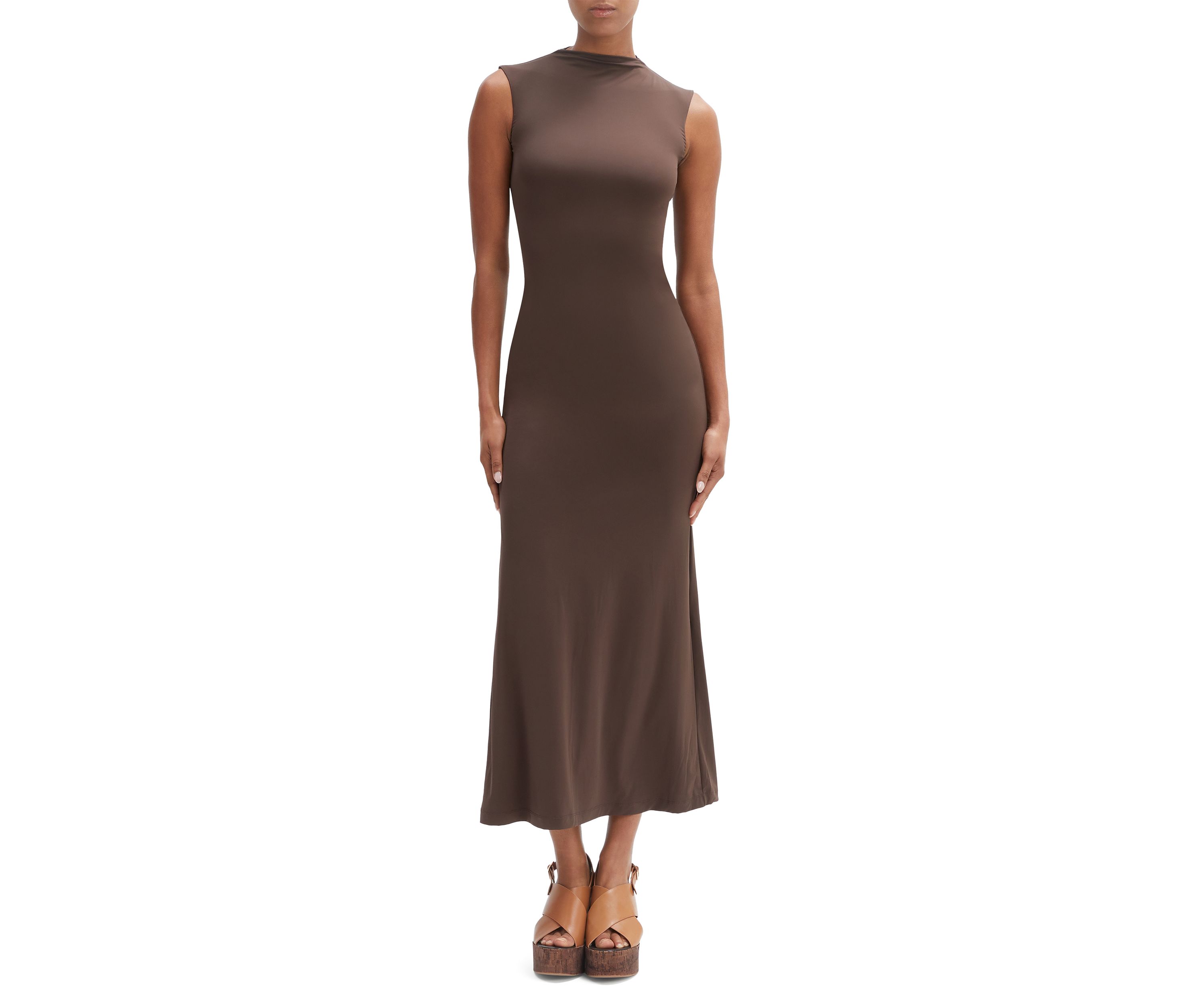 Womens Veneda Mock Neck Maxi Dress