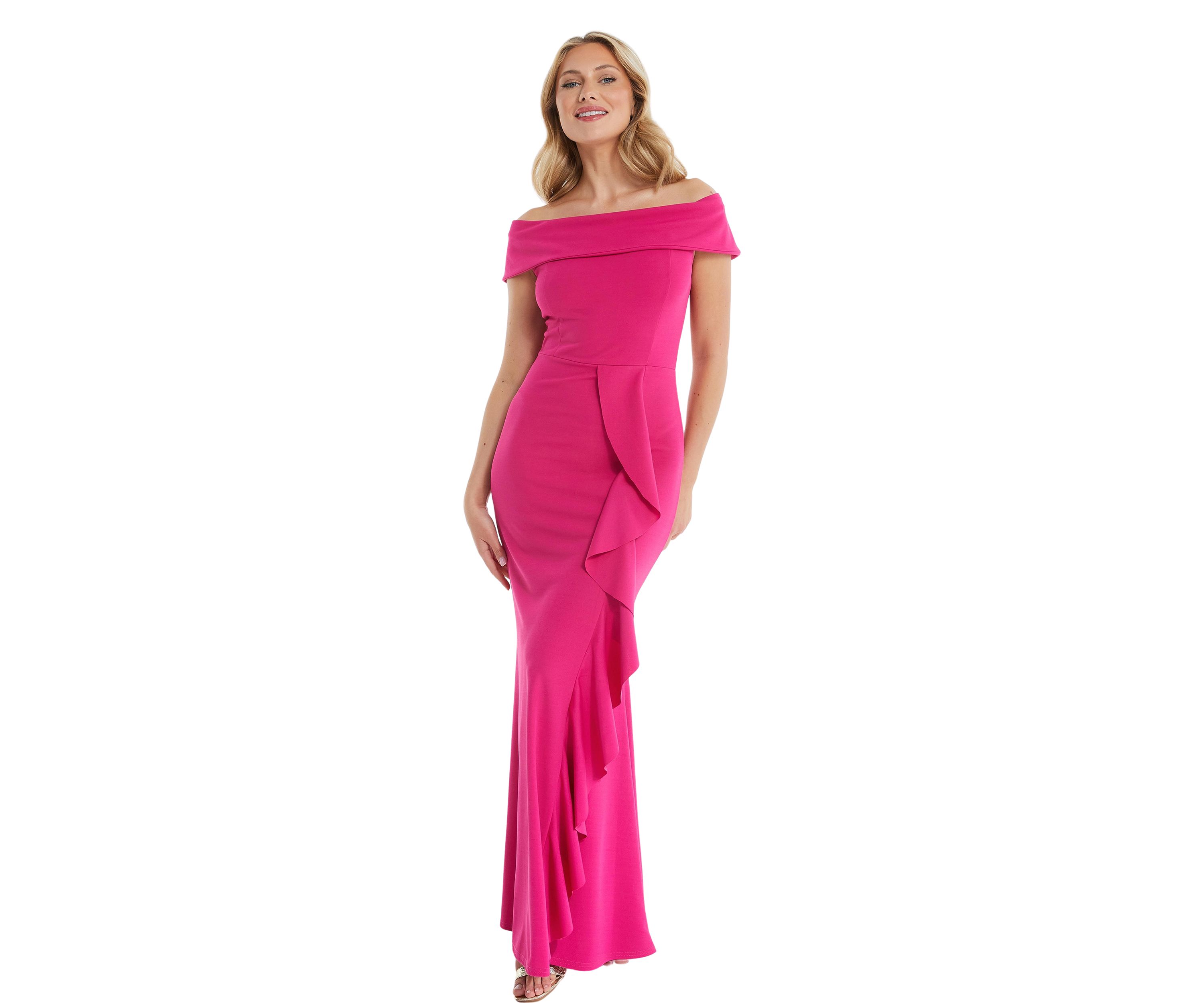 Scuba Crepe Bardot Maxi Dress