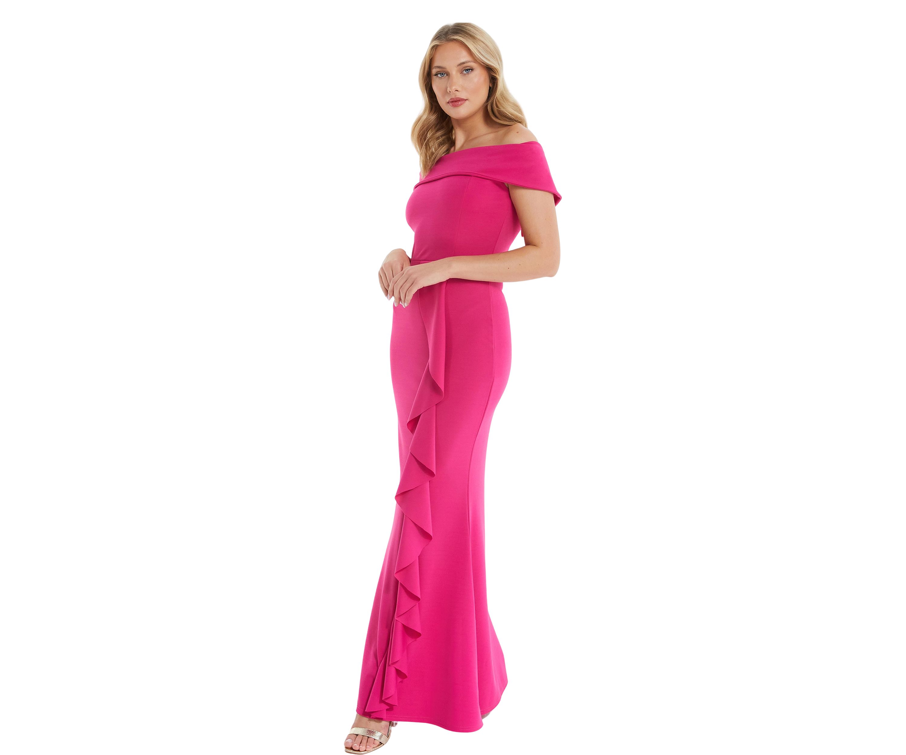 Scuba Crepe Bardot Maxi Dress